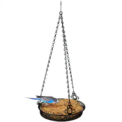 Front. Sorbus - Sorbus Bird Feeder Hanging Tray, Seed Tray for Bird Feeders, Great for Attracting Birds Outdoors, Backyard, Garden - Black.