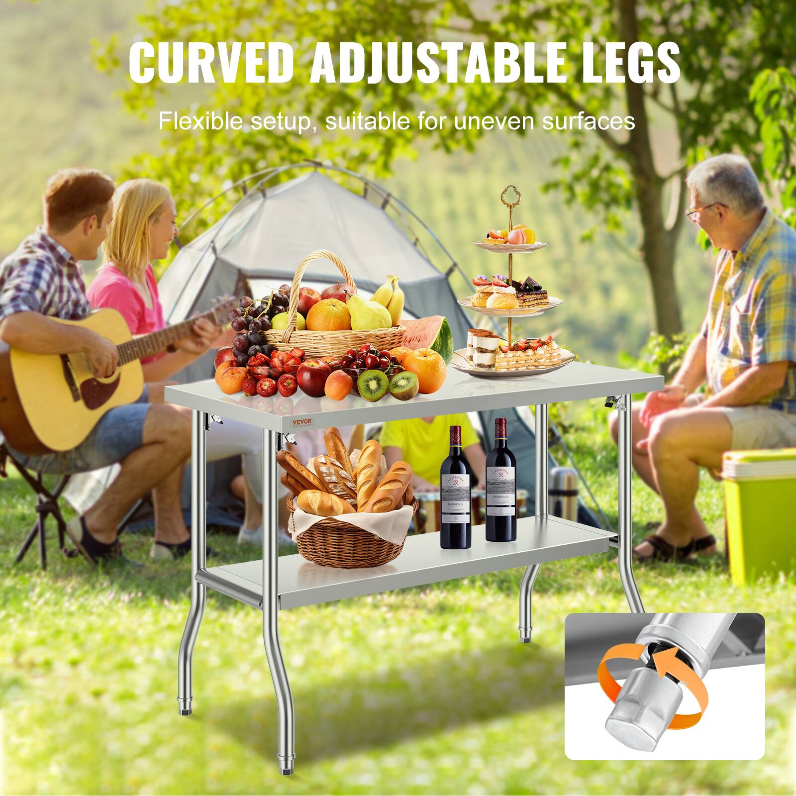 CURVED ADJUSTABLE LEGS  
Flexible setup, suitable for uneven surfaces
