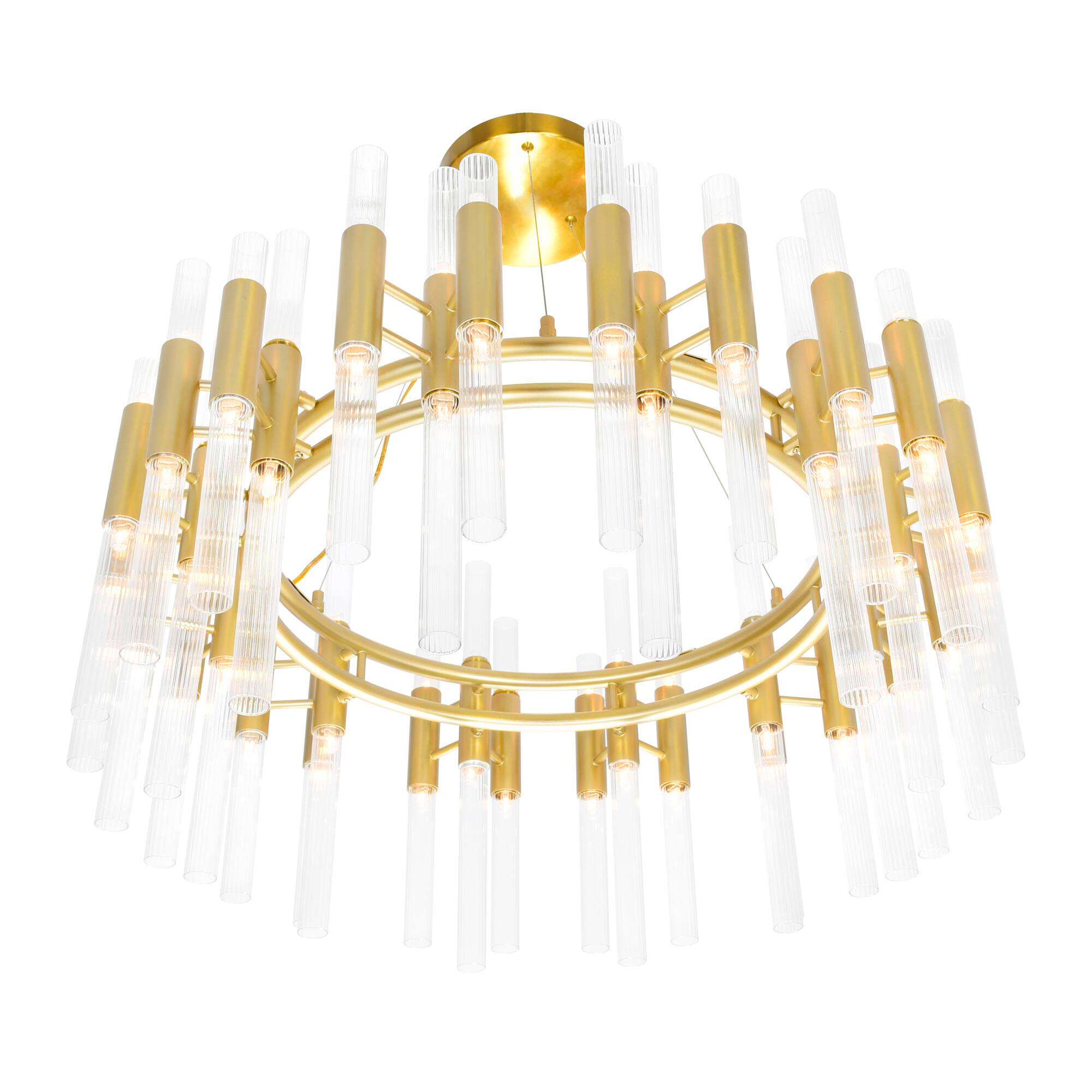 Angle. CWI Lighting - Orgue 72 Light Chandelier With Satin Gold Finish - Satin Gold.