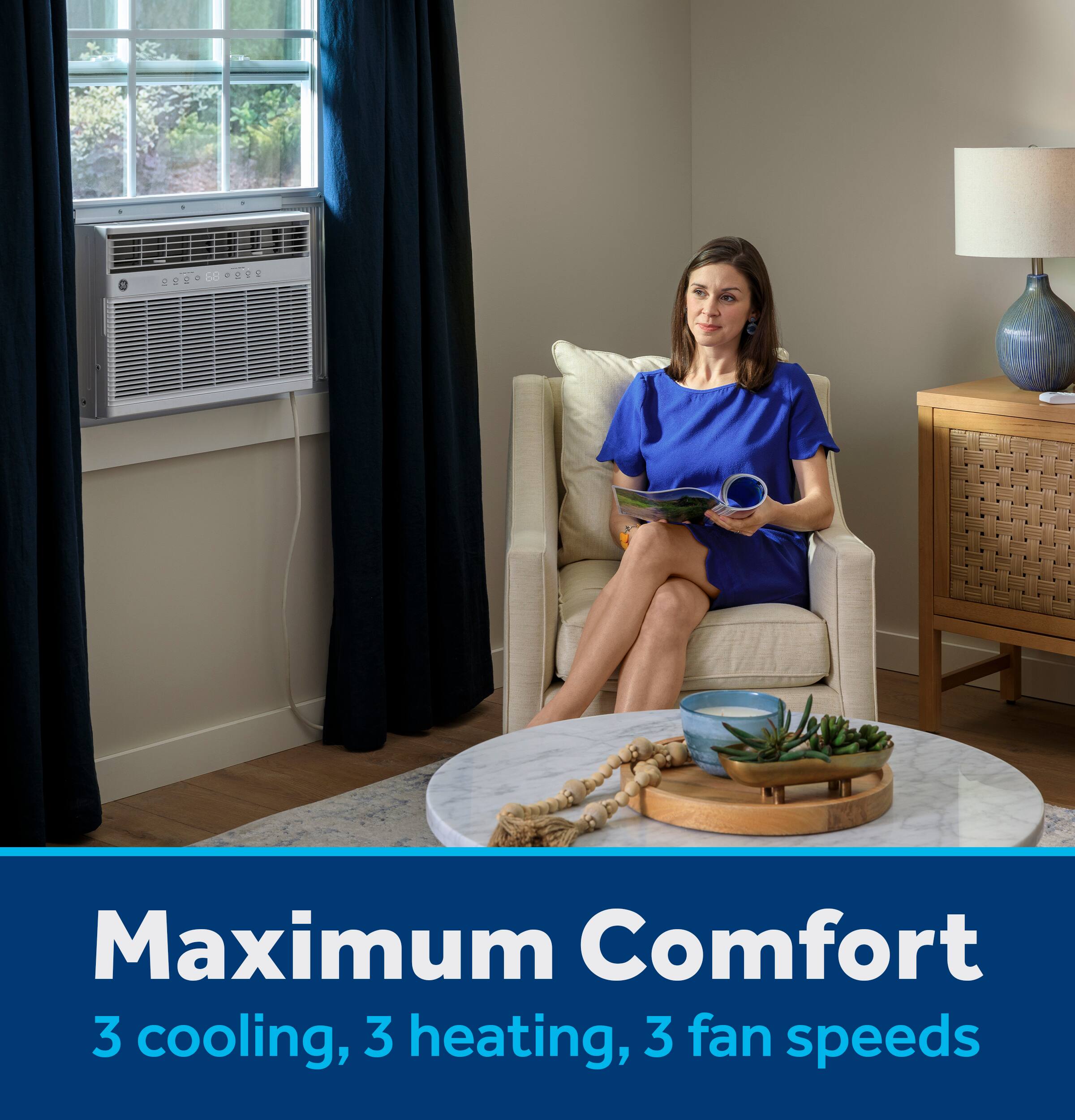 Maximum Comfort 3 cooling, 3 heating, 3 fan speeds