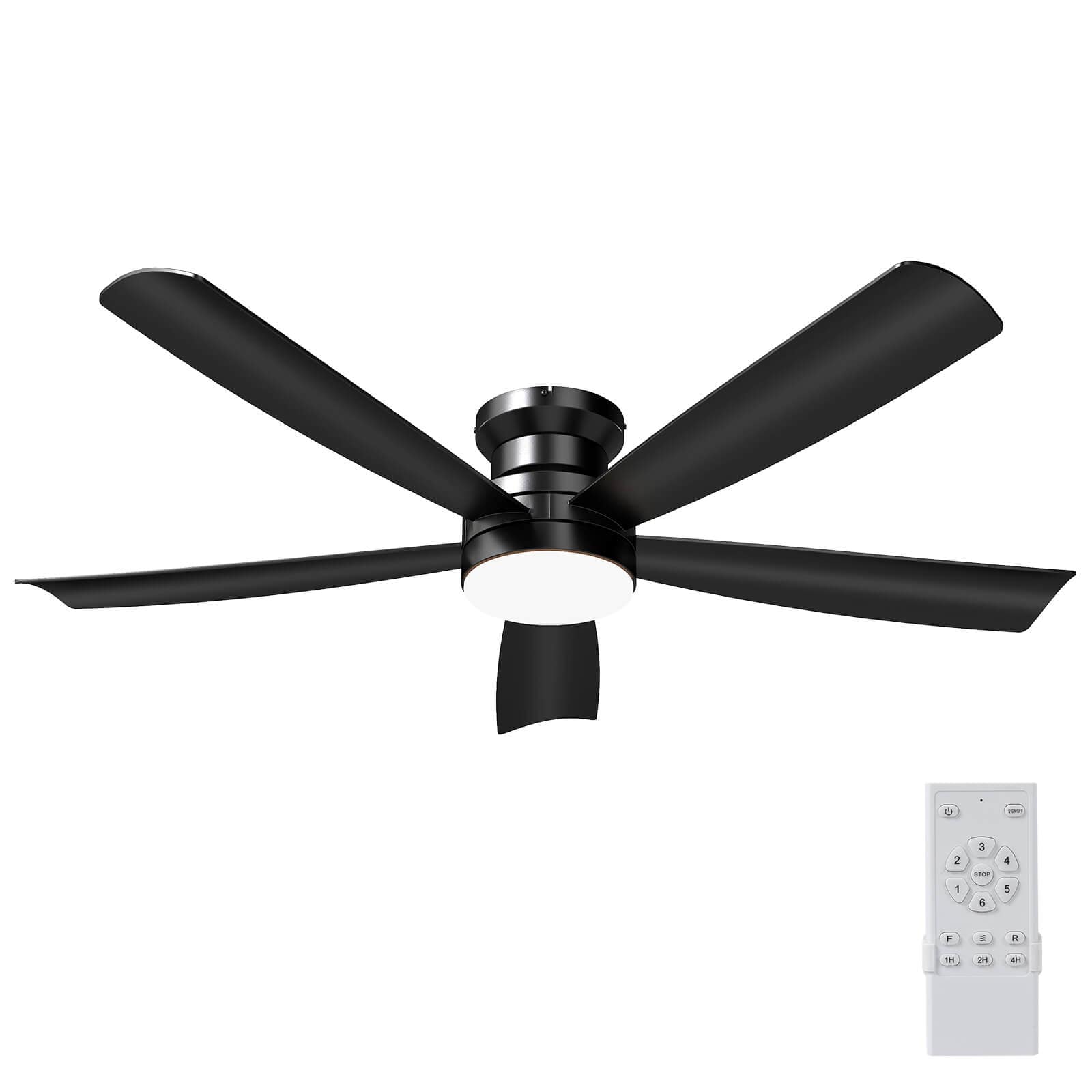 Costway - 52" Ceiling Fan with Lights and Remote Control & Quiet Reversible Motor - Black
