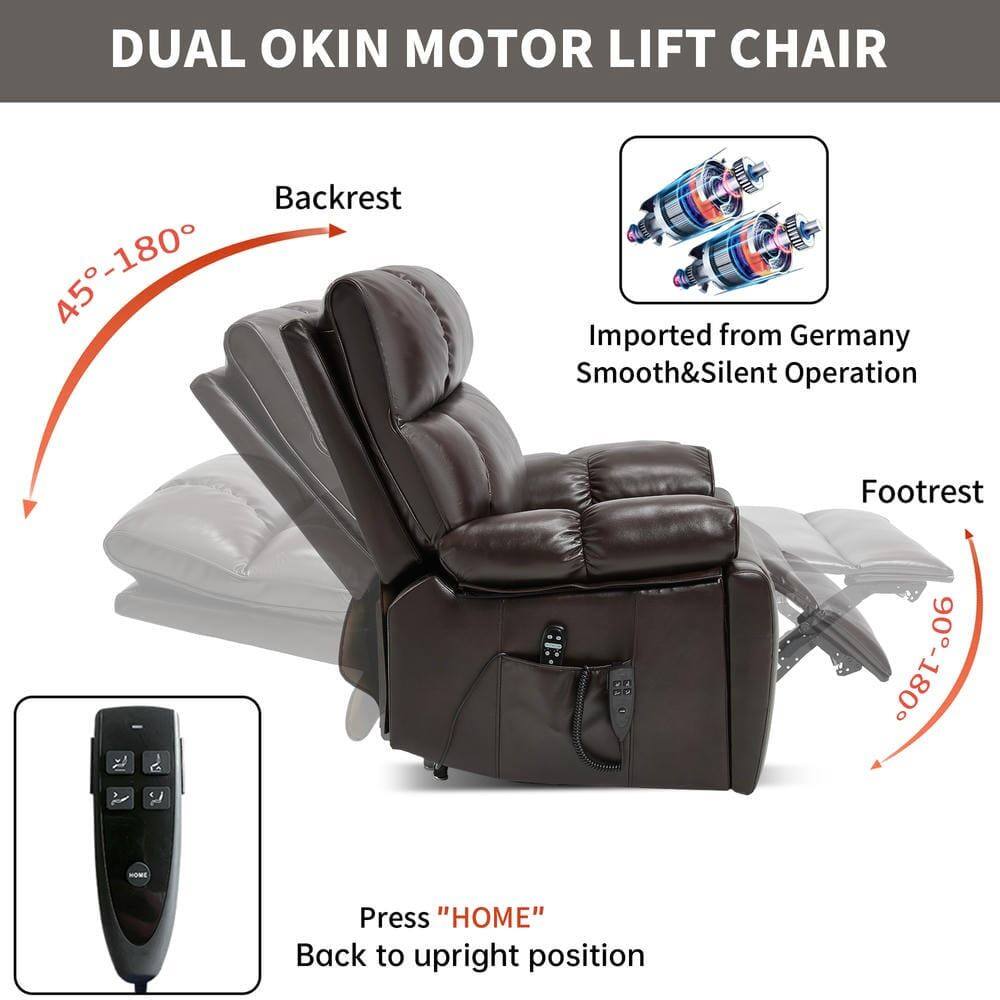 DUAL OKIN MOTOR LIFT CHAIR

- Backrest: 45°-180°
- Footrest: 90°-180°
- Imported from Germany
- Smooth & Silent Operation
- Press "HOME" to return to upright position