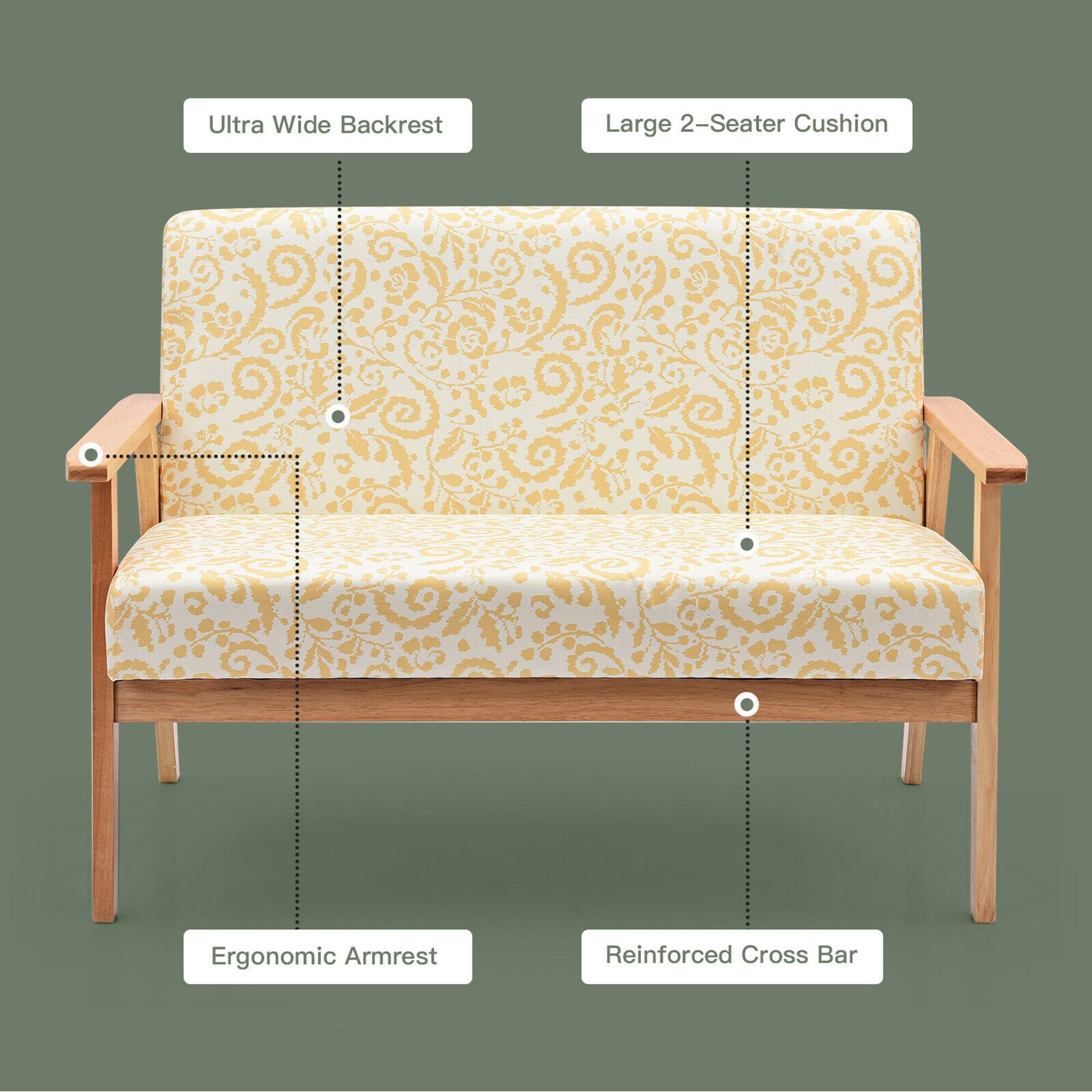 Costway Modern Fabric Loveseat Sofa Couch Upholstered 2 Seat