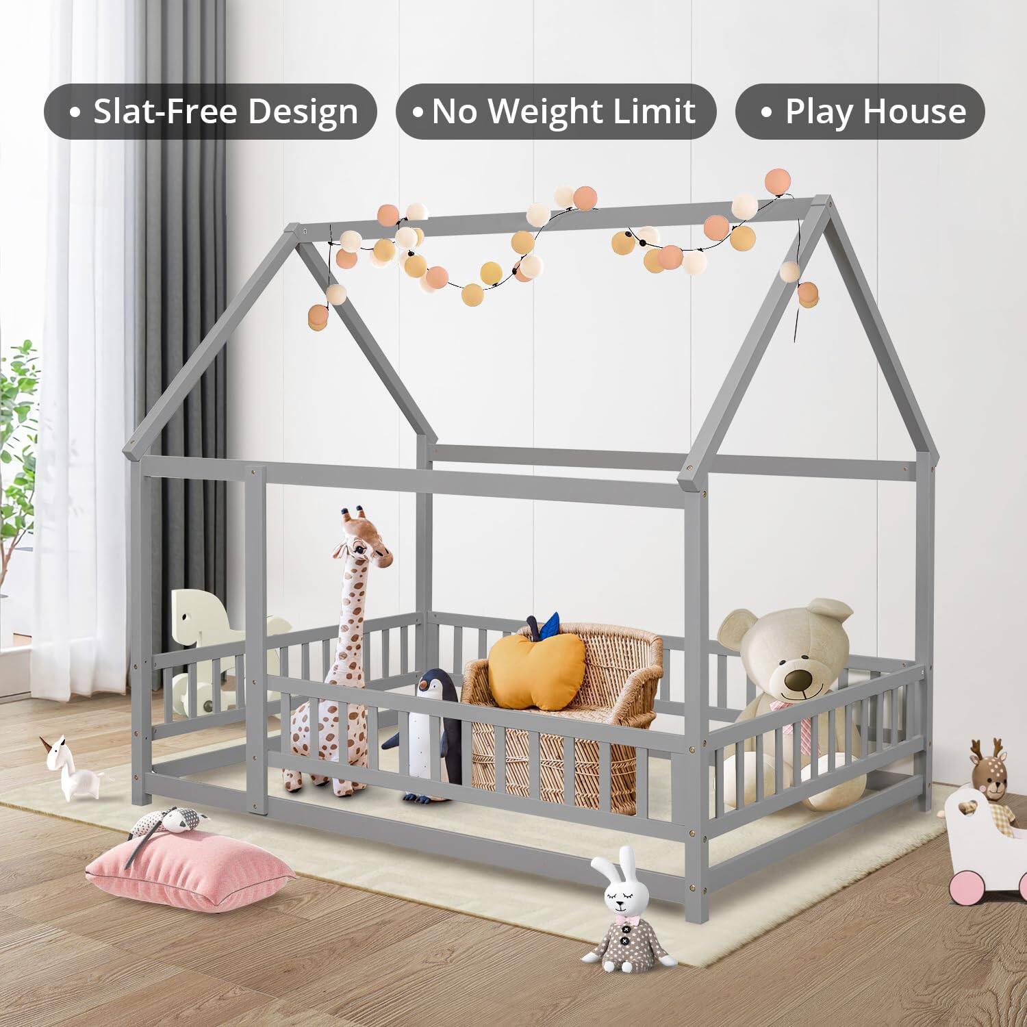 - Slat-Free Design
- No Weight Limit
- Play House