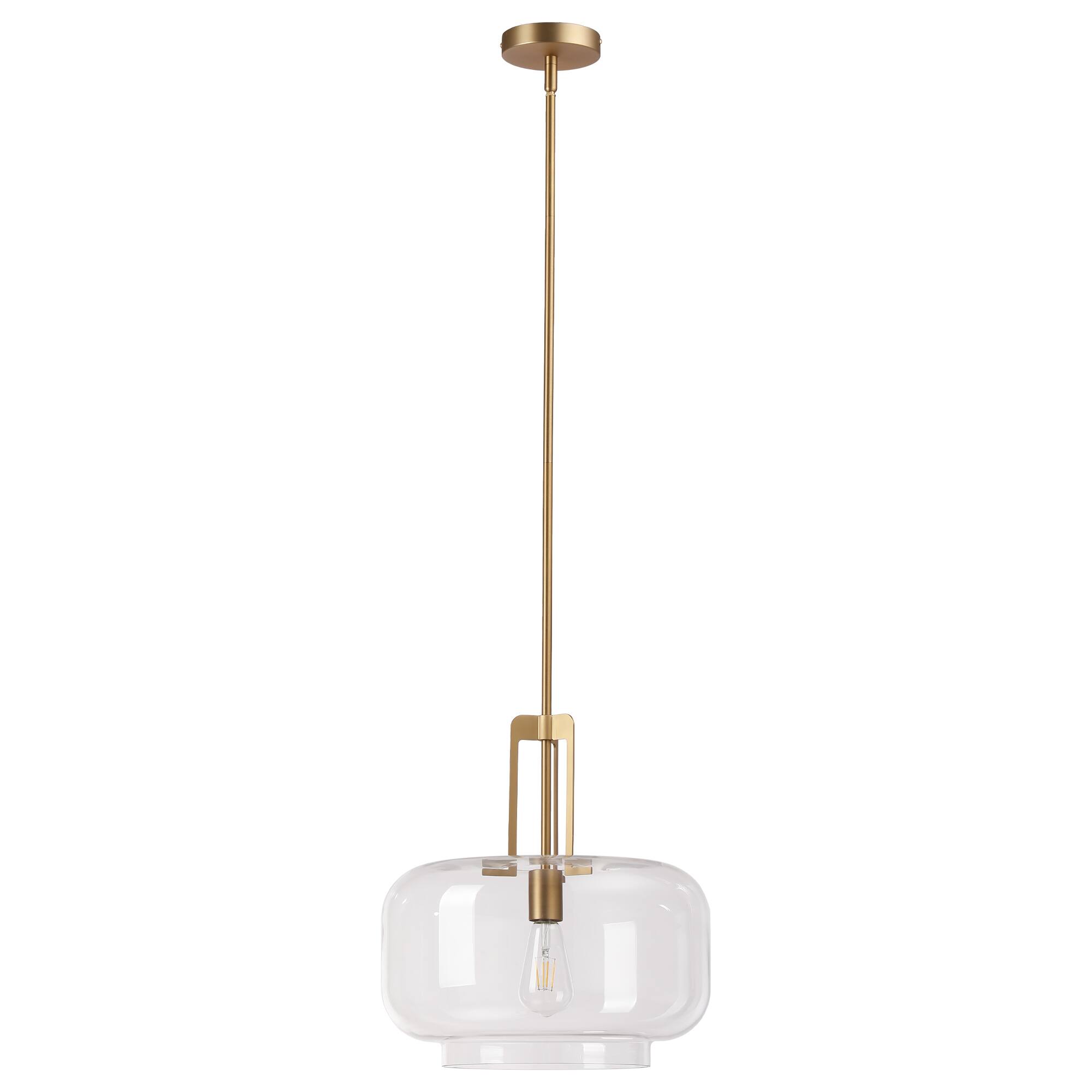 Alt View 7. Parrot Uncle - Modern Brass Round Clear Glass Shade Pendant Light.