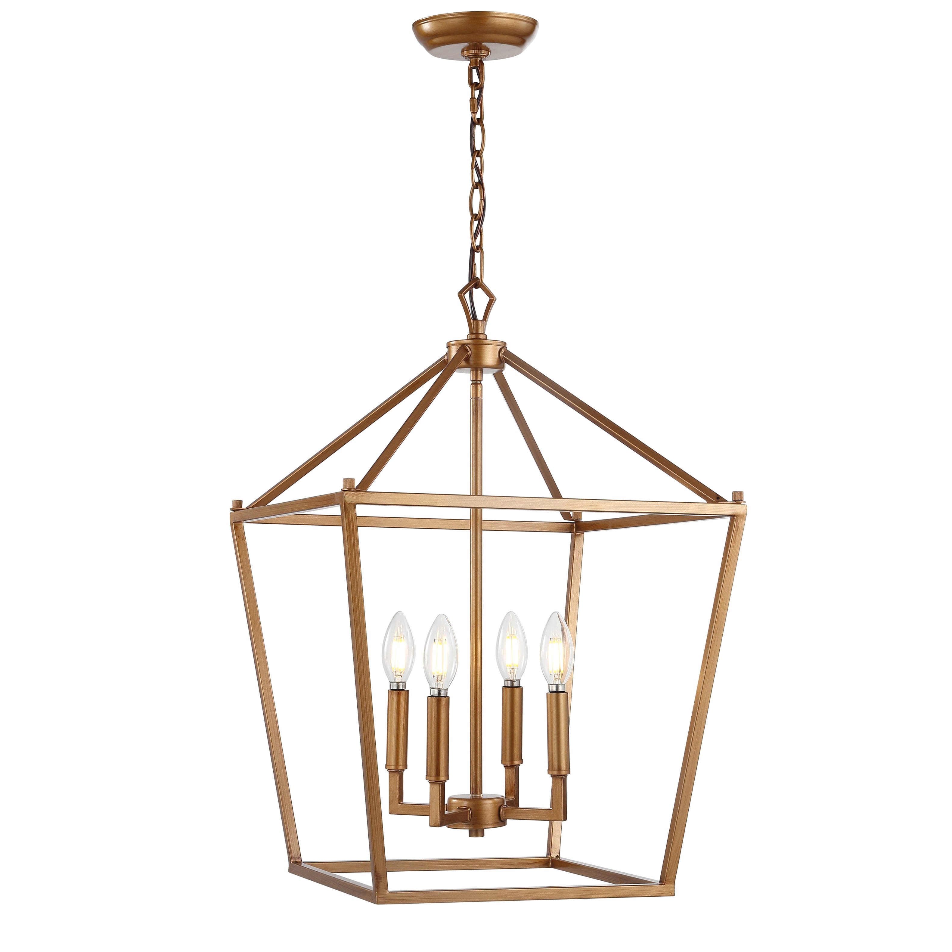 "Jonathan Y - Pagoda 16"" 4-Light Classic Traditional Metal Cage Lantern LED Pendant - Antique Gold" price history on PriceWatchPro