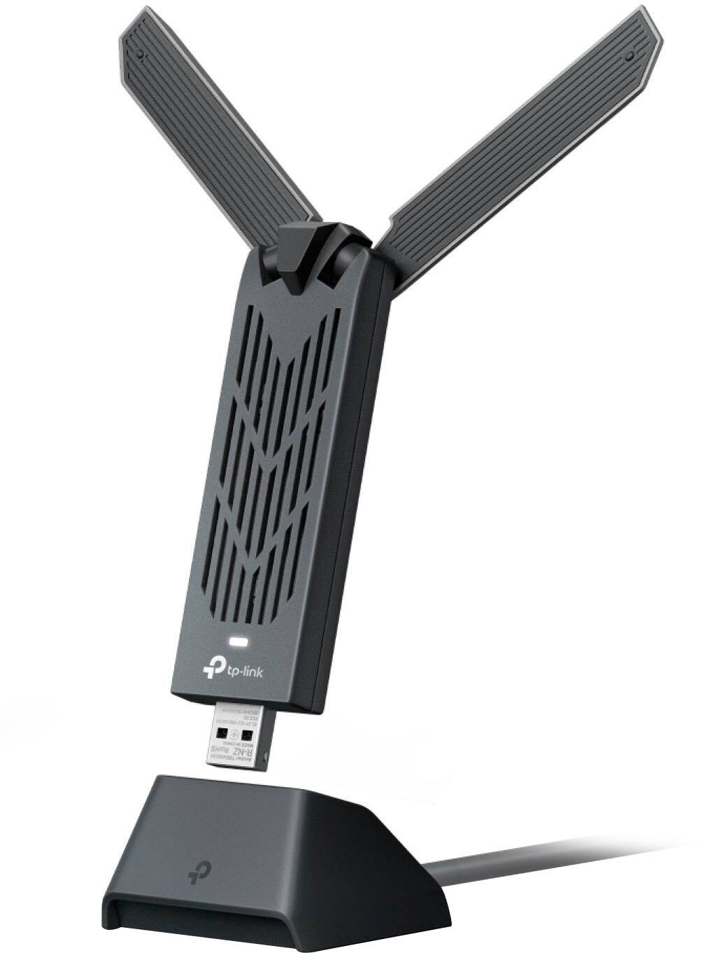 Angle. TP-Link - BE6500 Tri-Band Wi-Fi 7 Lightning-Fast High Gain Wireless USB Adapter for Boosted Range - Black.