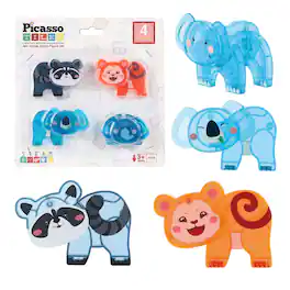 PicassoTiles - PICASSO-TILES Magnetic Tile Animal Friends Action Figures, STEM Learning Toy Set, Play Wildlife Characters for Kids