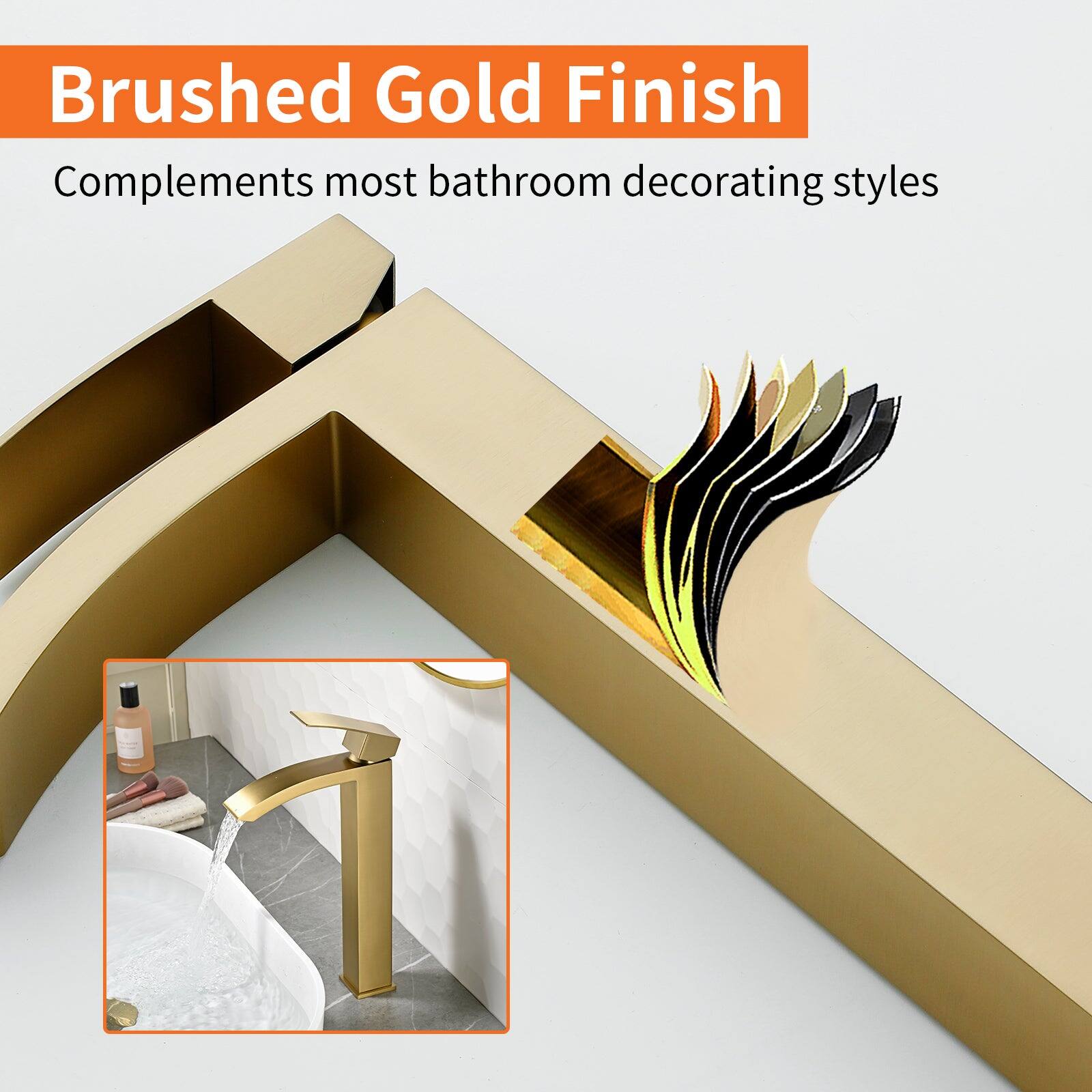Brushed Gold Finish  
Complements most bathroom decorating styles