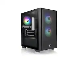 Thermaltake - Versa H16 TG ARGB Black Micro ATX Case with Tempered Glass and 3 Fans - Black