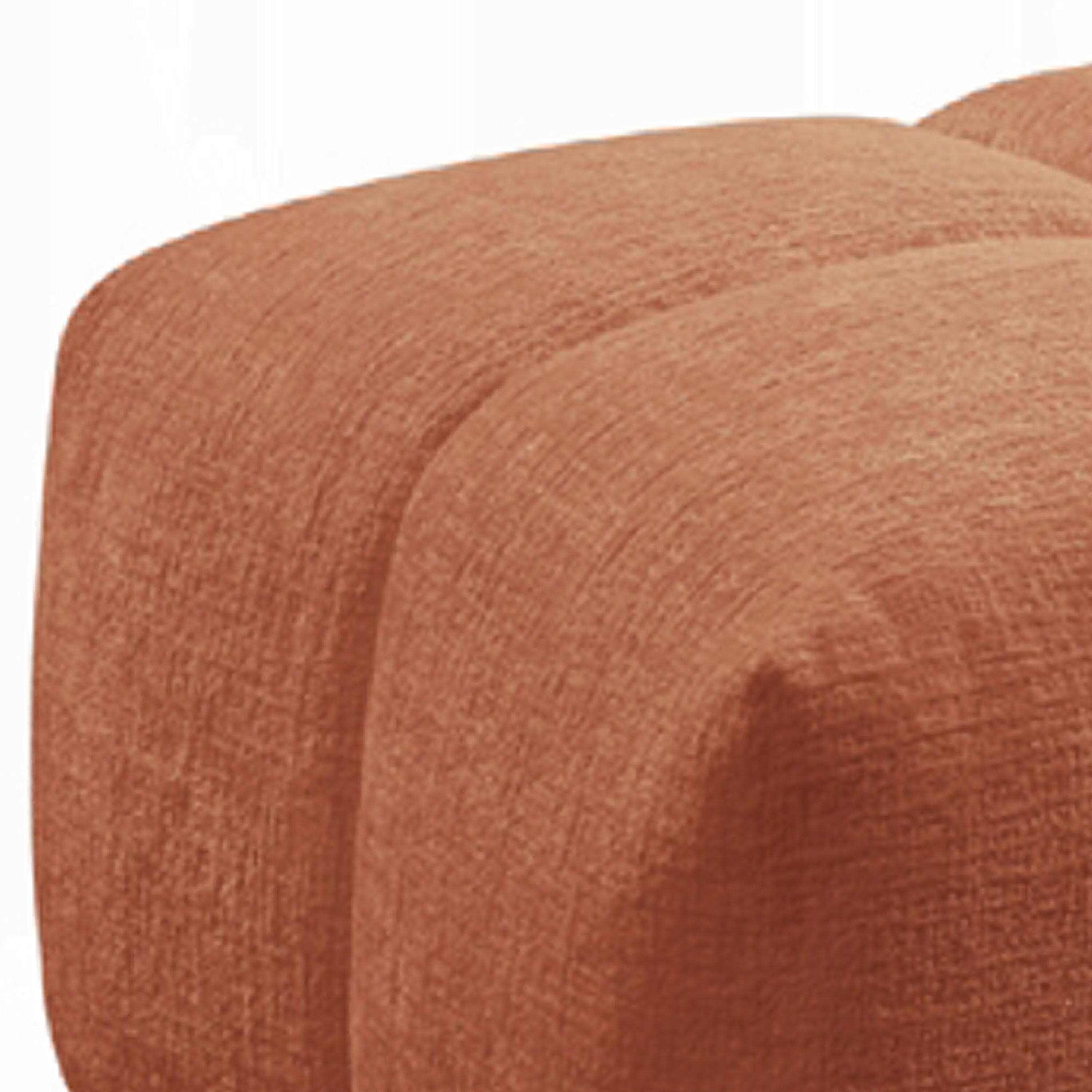 Alt View 2. Manhattan Lane - Leya Modular Ottoman, Tufted Coral Red Linen, 43 Inch Rectangular Seat - Coral Red.