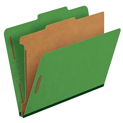 Front. Pendaflex - Pressboard Classification Folder, 1-Dividers, 1 3/4" Expansion, Letter Size, Dark Green, 10/Box - Dark Green.