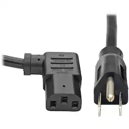 Eaton Tripp Lite Series Computer Power Cord, NEMA 5-15P to Right-Angle C13 - 10A, 125V, 18 AWG, 6 ft. (1.83 m), Black - Black