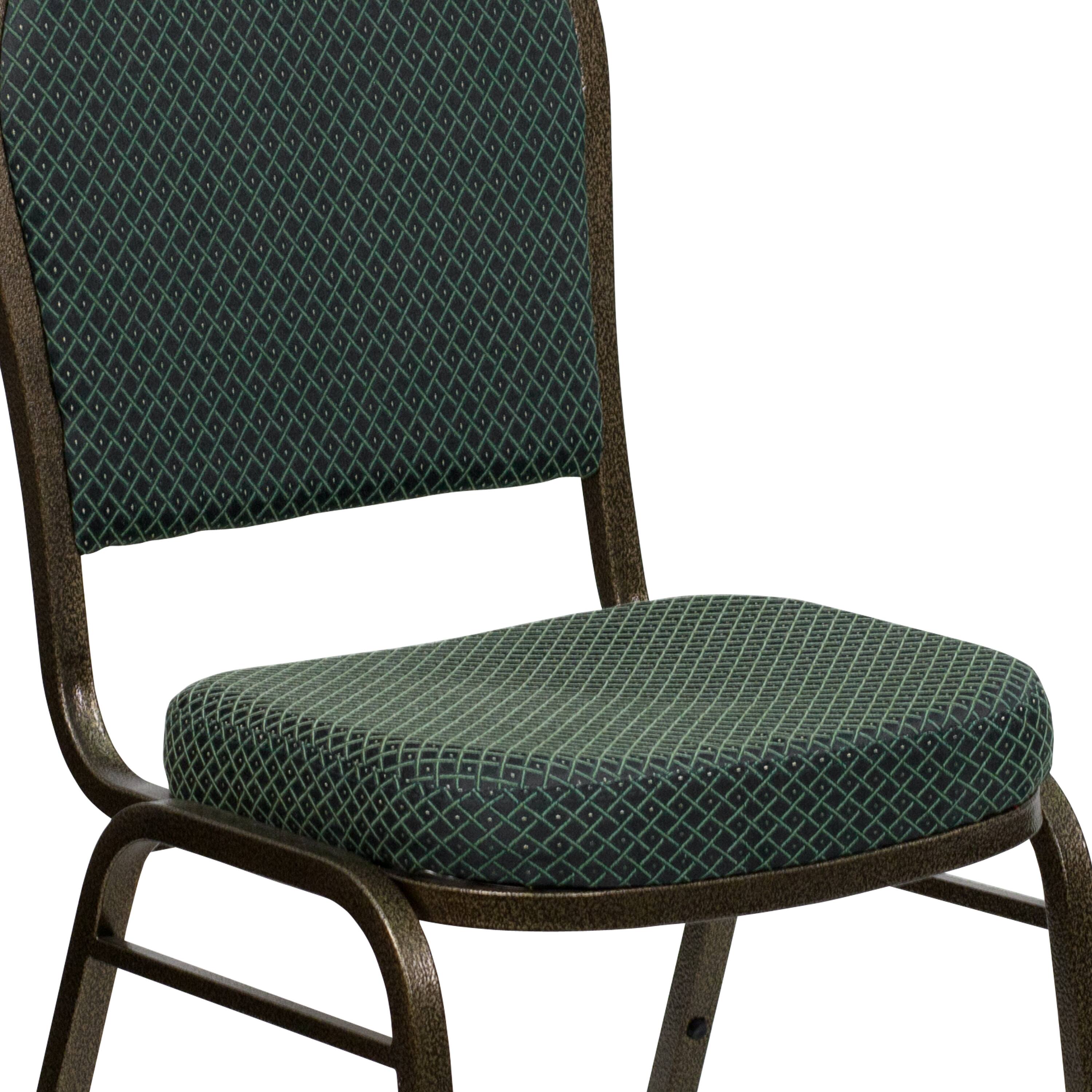 Alt View 10. Emma + Oliver - Dome Back Stacking Banquet Dining Chair - Green Patterned Fabric/Gold Vein Frame.