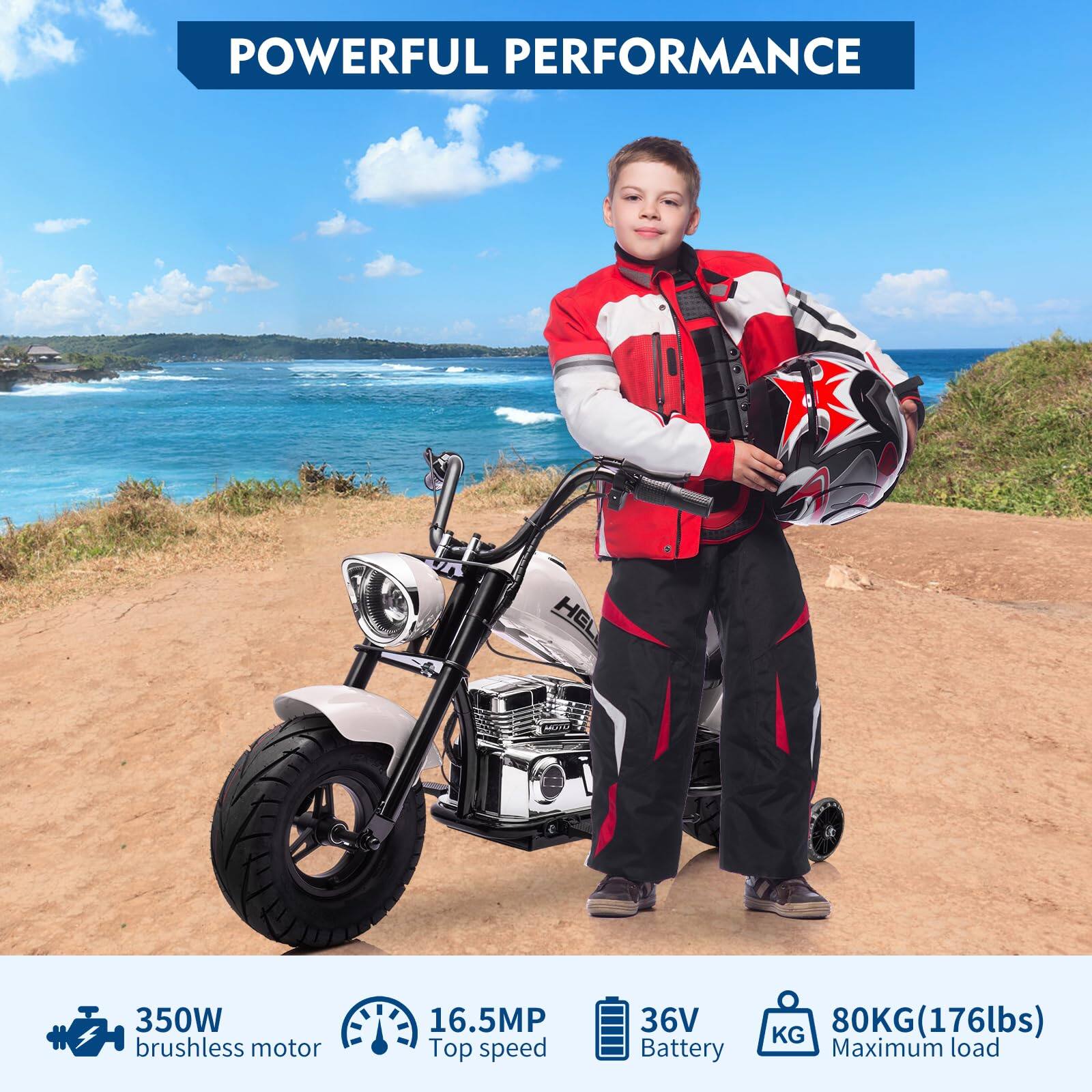 POWERFUL PERFORMANCE

- 350W brushless motor
- 16.5MP Top speed
- 36V Battery
- 80KG (176lbs) Maximum load