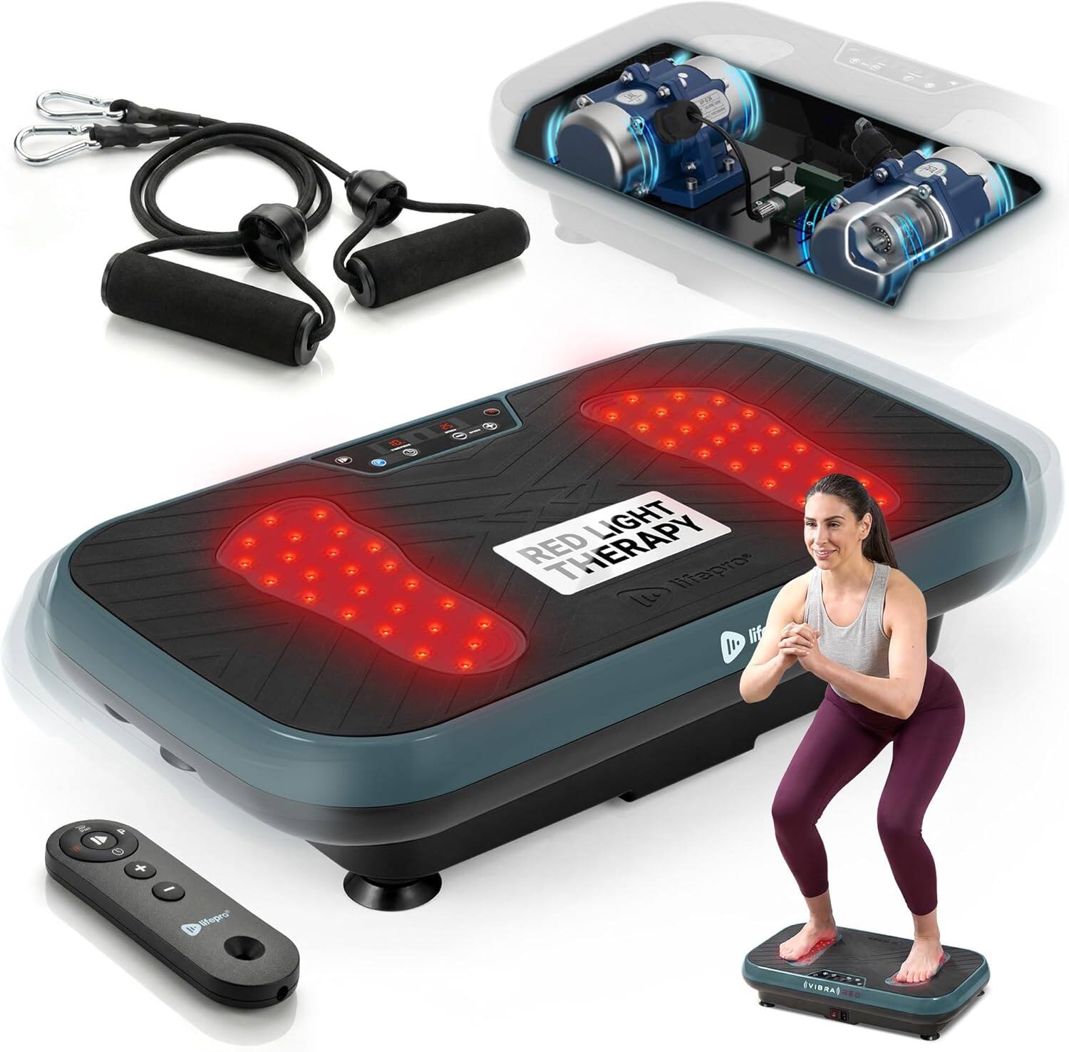 LifePro - VibraRed Vibration Plate Exercise Machine with Red Light Therapy, 99 Speeds & Resistance Bands - Jade price history on PriceWatchPro