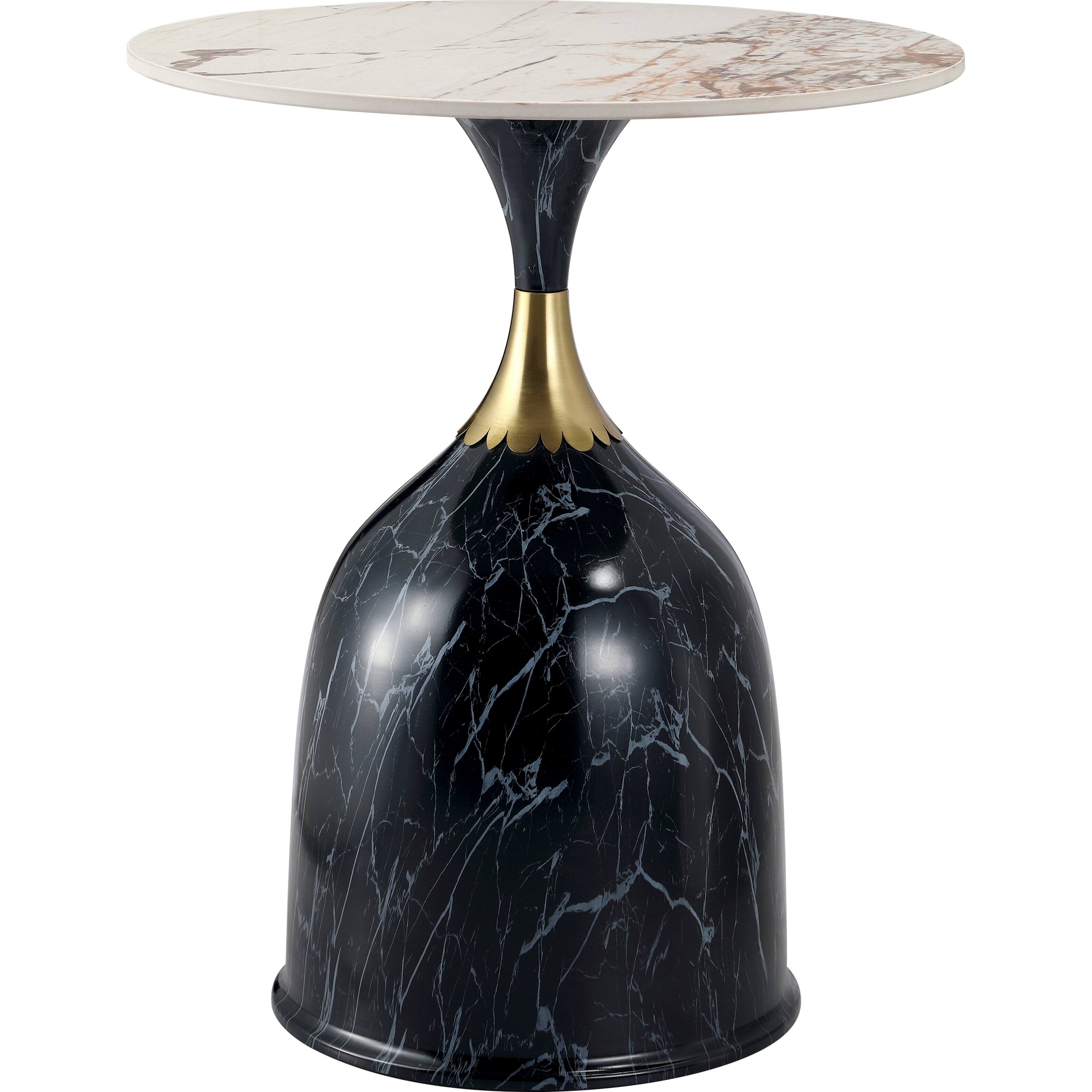 Alt View 2. LeisureMod - Modern Bell-Shaped Steel Top Accent Table with Powder Coated Finish for Living Room or Office - Stone Black.