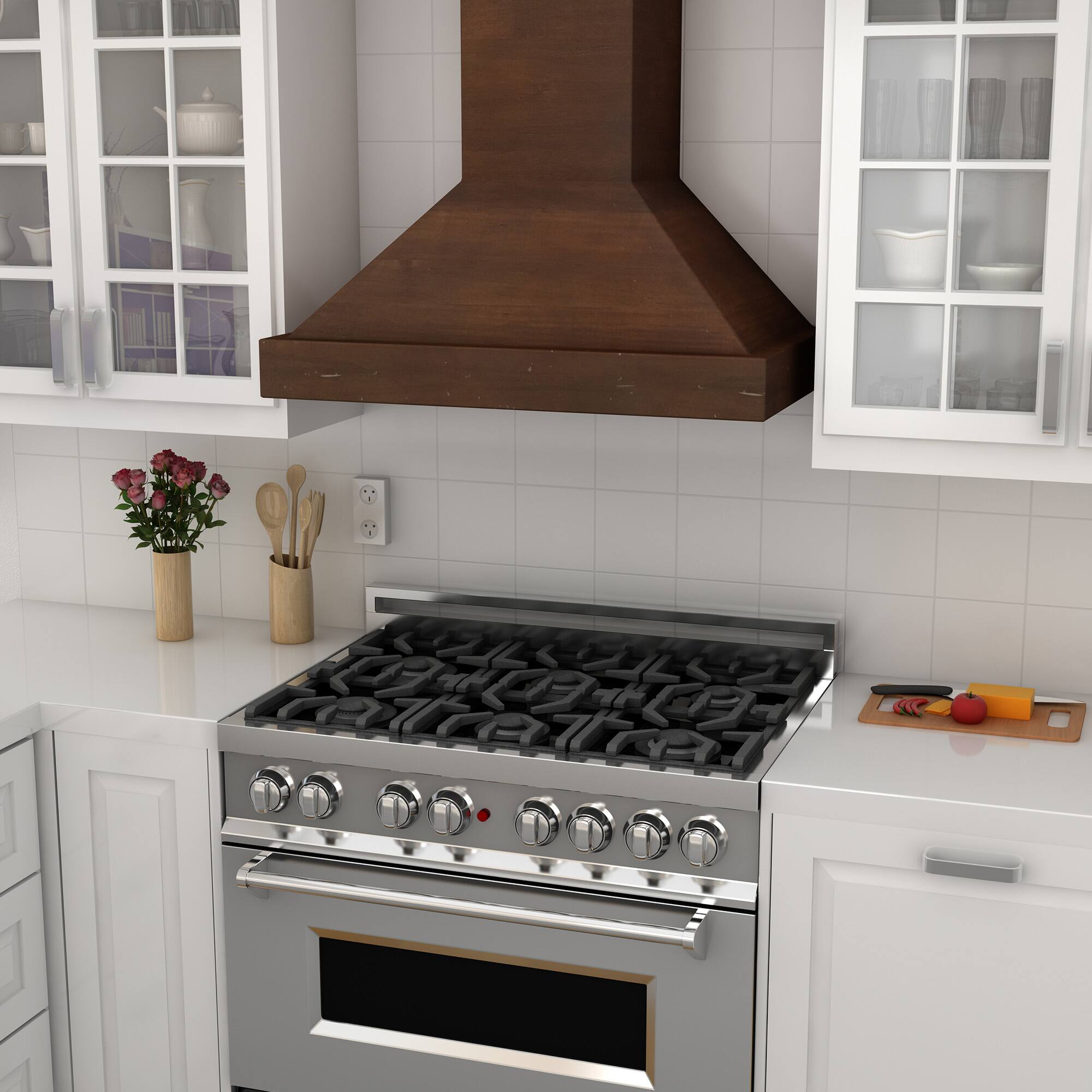 Alt View 16. ZLINE - ZLINE 30 in. Ducted Wooden Wall Mount Range Hood in Walnut with Remote Motor - Walnut.