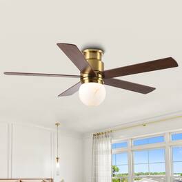 Parrot Uncle - 52" Low Profile Ceiling Fan with 3CCT Dimmable LED Light and Remote - Gold