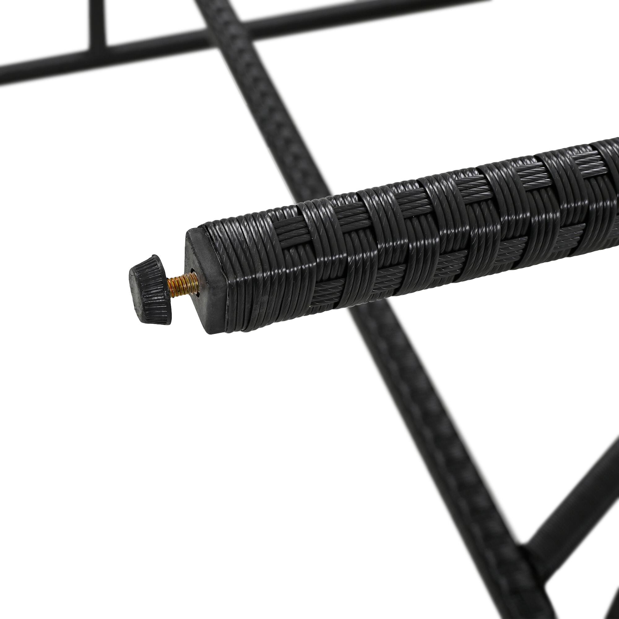 Alt View 9. Mondawe - 5-Piece Outdoor Acacia Wood PE Rattan Wicker Bar Height Table And Four Stools With Cushions - Brown.