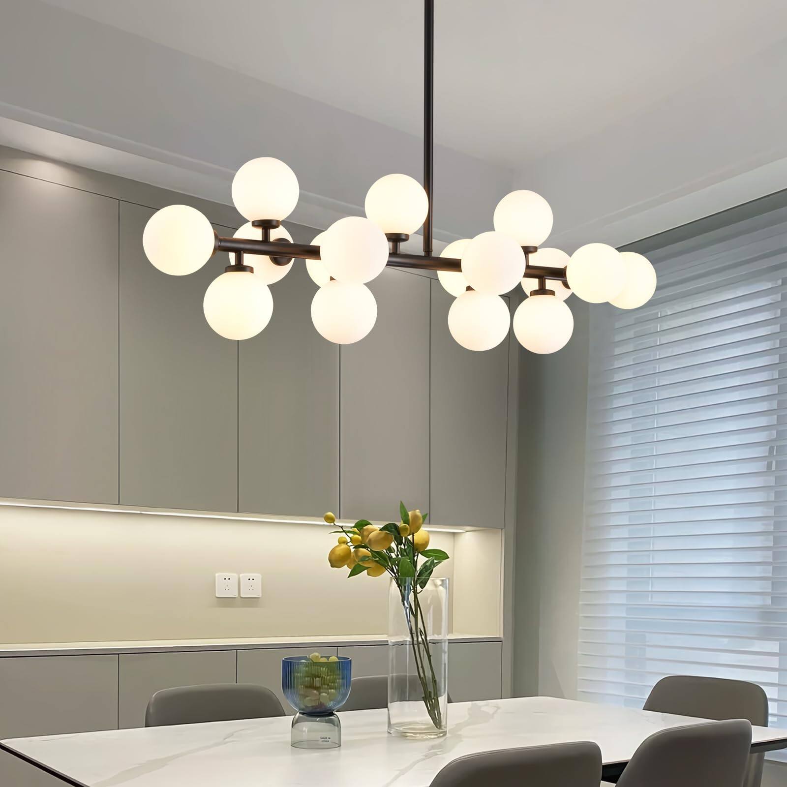 Alt View 3. Siljoy - Sleek Textured Matte Black Linear 16-Light Molecular Chandelier - Black.