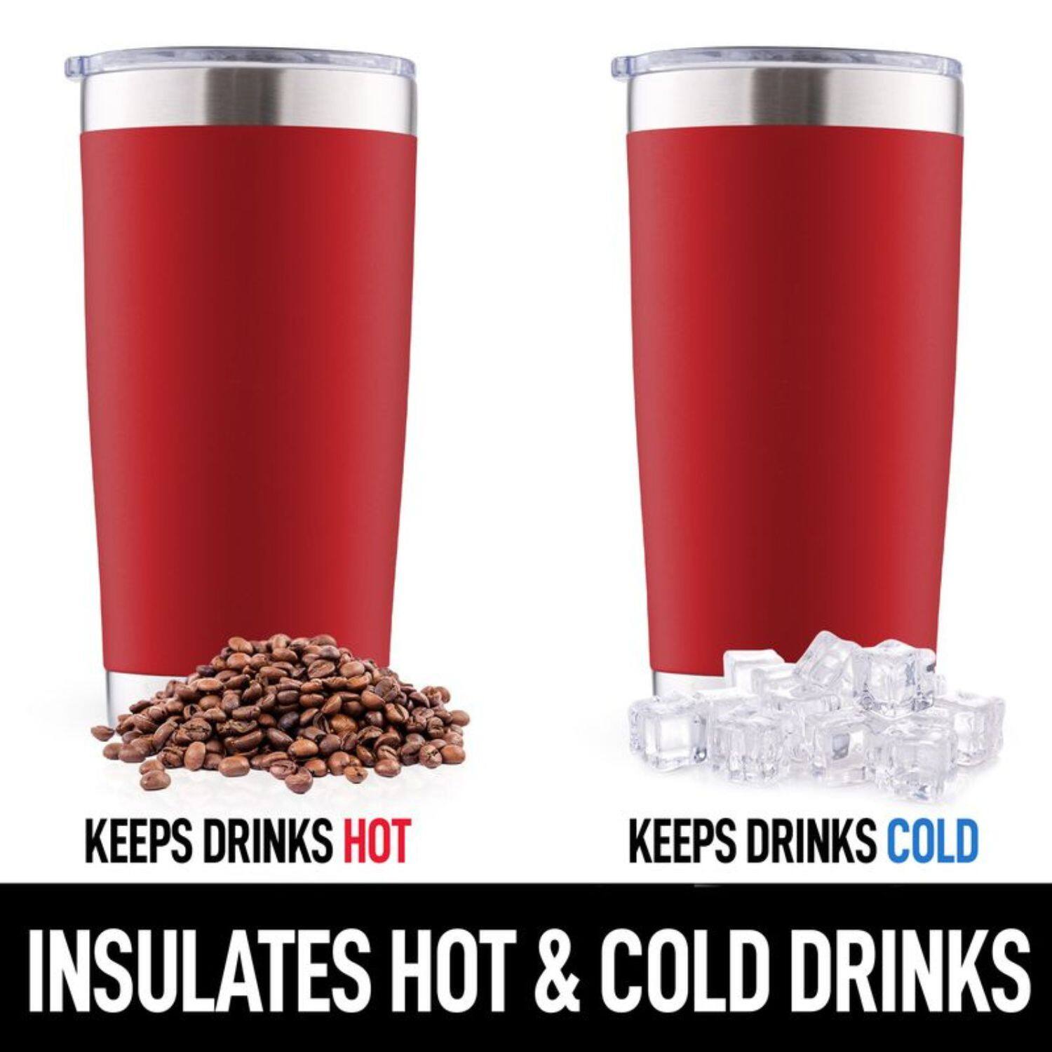 KEEPS DRINKS HOT  
KEEPS DRINKS COLD  
INSULATES HOT & COLD DRINKS