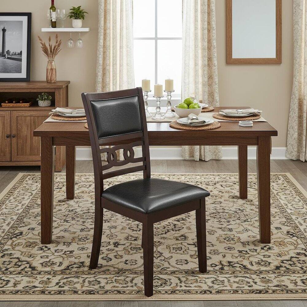 Alt View 3. FurniFact - Solid Wood Dining Chairs Set of 2 Contemporary Ebony Black - Black.
