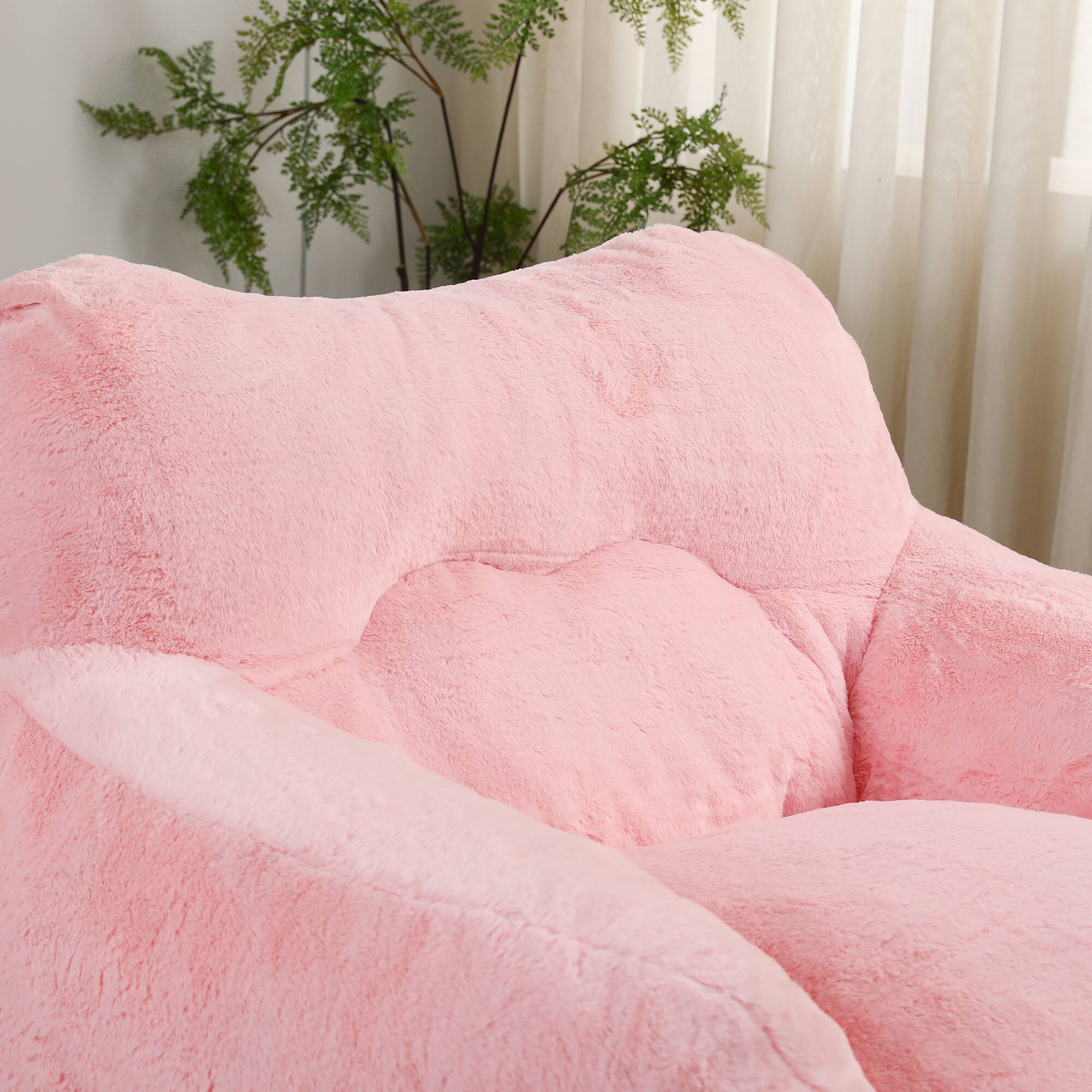 Alt View 2. GOODSILO - Bean Bag Chair Sofa with Armrests - Stuffed High-Density Foam, Lazy Comfy Seating for Adults in Living Room, Bedroom - Pink.