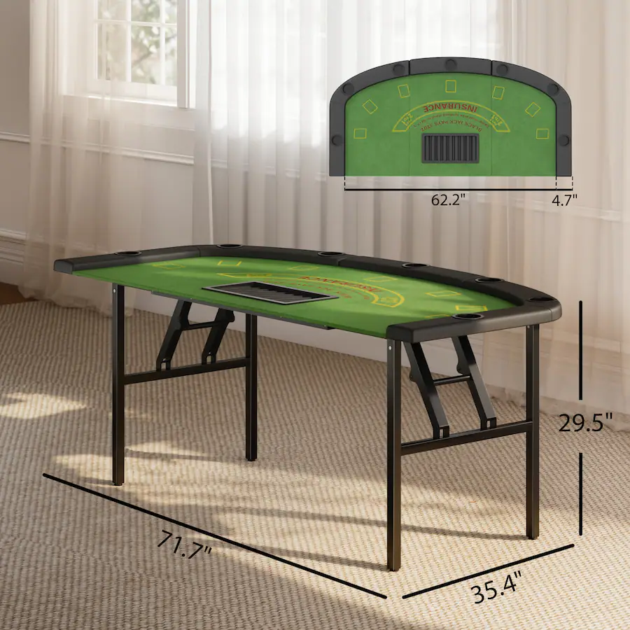 Movable Seating On Rails Soozier Poker Table Foldable, 72
