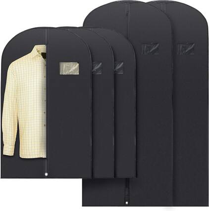 Front. blue - 40" Black Garment Bags Suit Bag for Travel & Clothing Storage of Dresses, Shirts, Fur Coats, Dance Cost - size:Black - Mixed Sizes: 5 Pack.