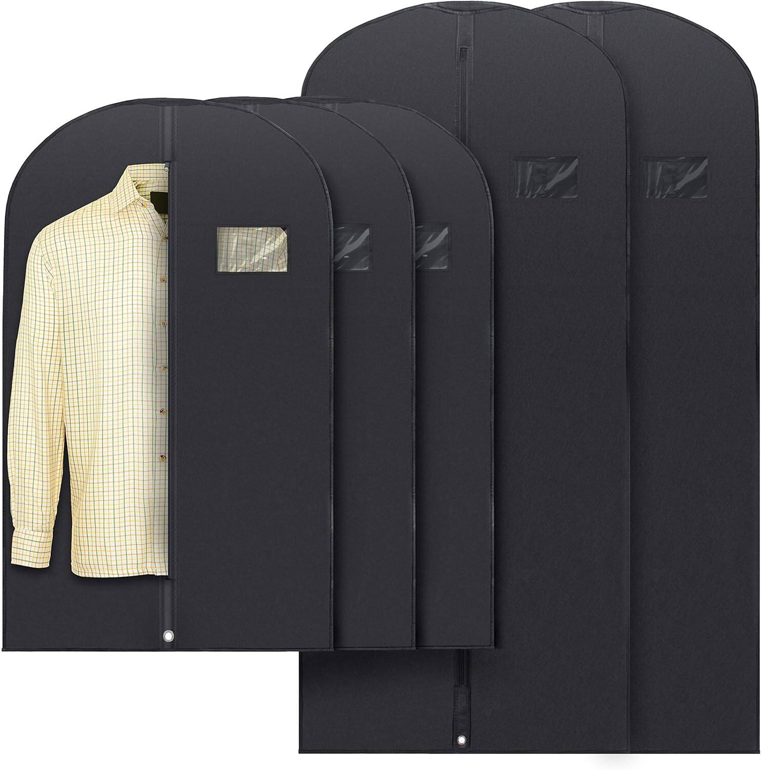 Front. blue - 40" Black Garment Bags Suit Bag for Travel & Clothing Storage of Dresses, Shirts, Fur Coats, Dance Cost - size:Black - Mixed Sizes: 5 Pack.