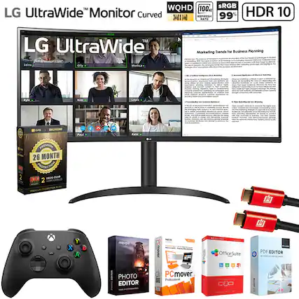 LG UltraWide™ Monitor Curved
WQHD 3400 x 1440
100% sRGB
99% Color Accuracy
HDR 10
144Hz Refresh Rate
Marketing Trends for Business Planning
LG UltraWide™ Monitor Curved
26 MONTH PROTECTION
2 HDMI CABLES
PREMIUM PROTECTION
Leina Olly Monica Kyle Kim Louis CPS DECOGAR Paul Kate
PCmover Professional
OfficeSuite
PDF EDITOR
PHOTO EDITOR
msoft