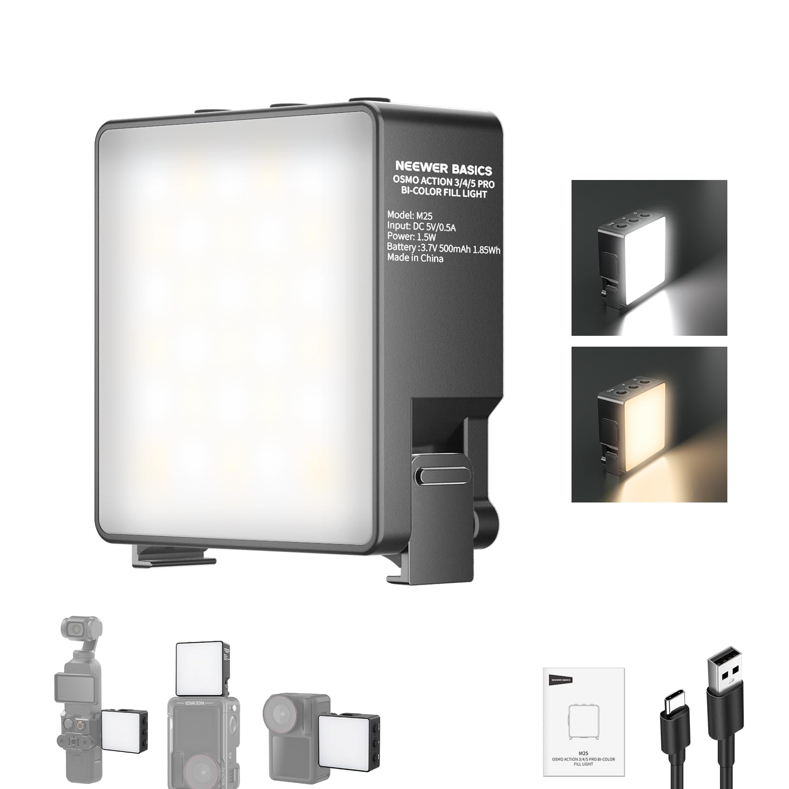 Neewer - M25 Magnetic Fill Light for Pocket 3/AC009 PRO Bracket, Selfie/Vlog Attachment price history on PriceWatchPro