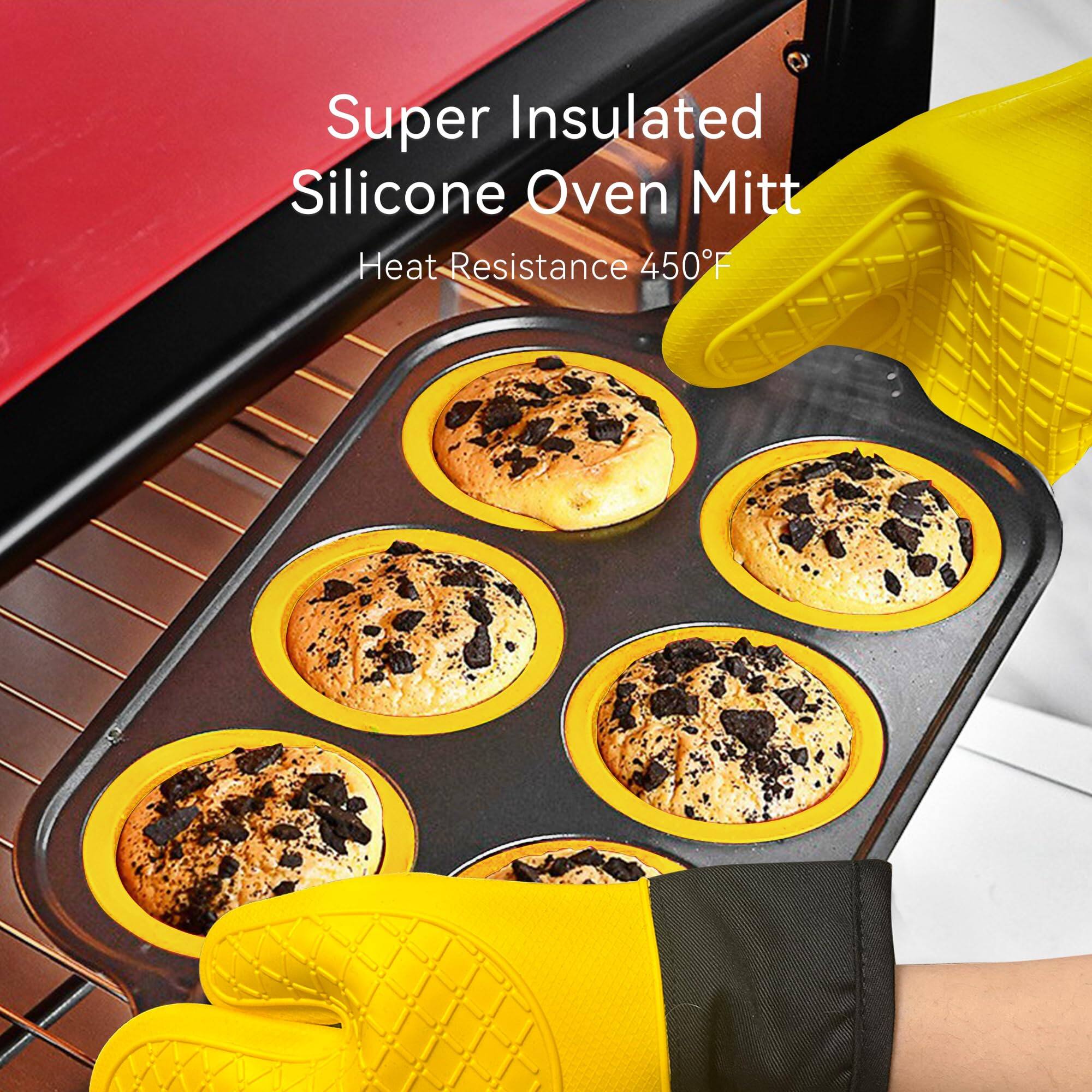 Super Insulated Silicone Oven Mitt  
Heat-Resistance 450°F