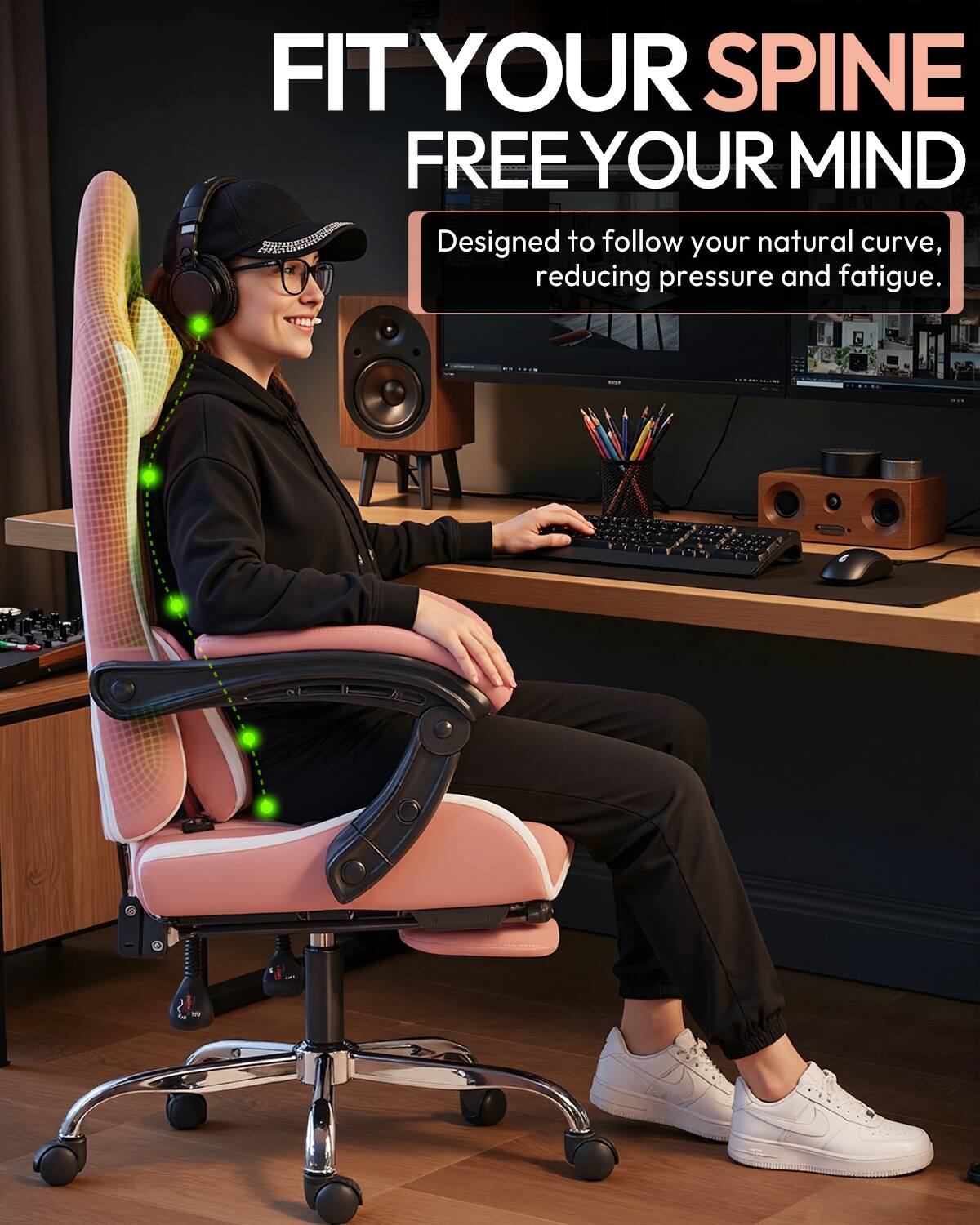 FIT YOUR SPINE FREE YOUR MIND  
Designed to follow your natural curve, reducing pressure and fatigue.