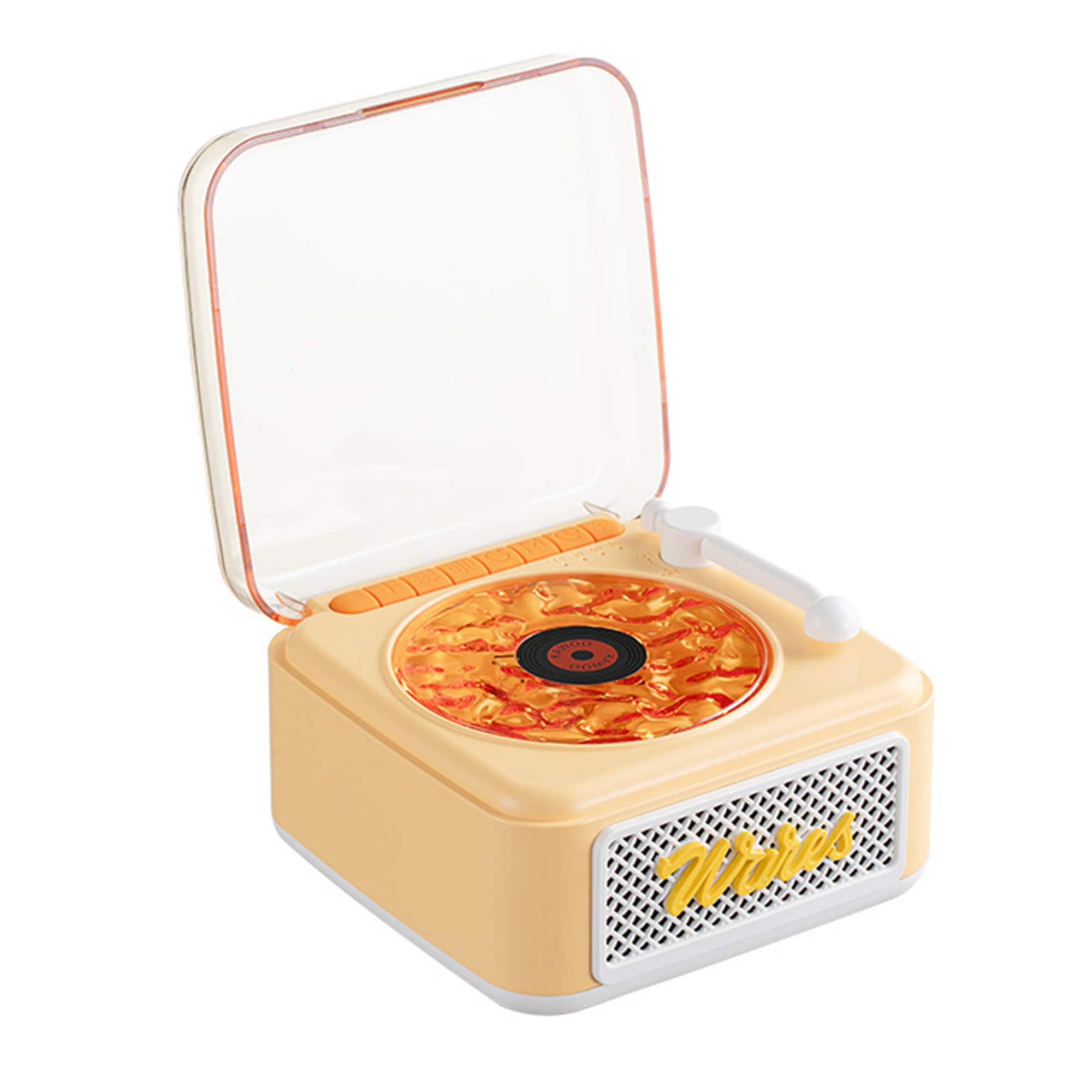 YONWAY - Retro Vinyl Bluetooth Speaker, Surround Sound Music Box with RGB Ambient Lights, White Noise, Sleep Timer - Yellow