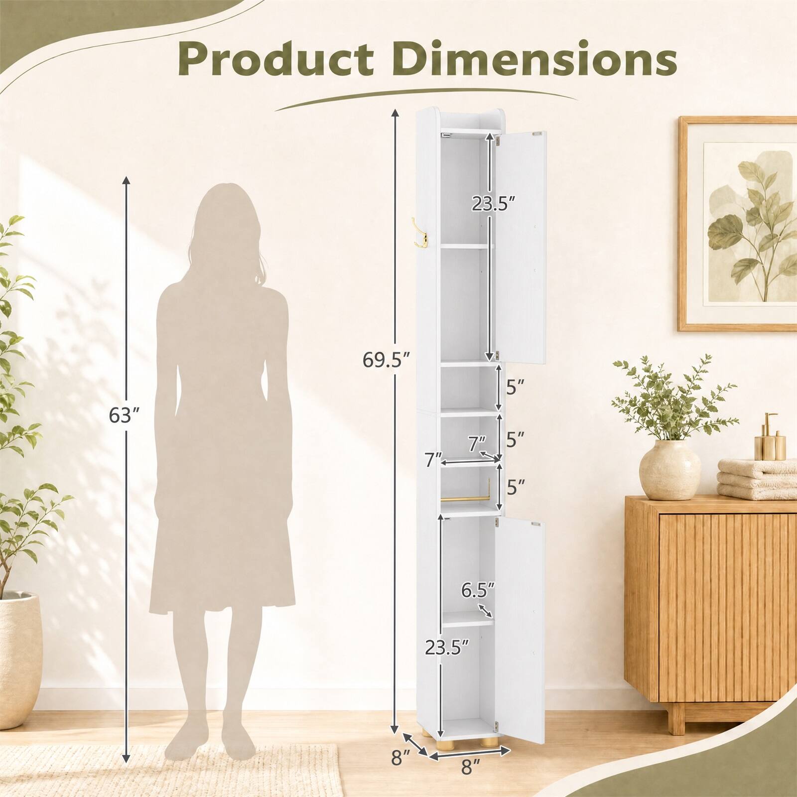 Product Dimensions: 23.5" x 63" x 69.5" x 7" x 7" x 5" x 5" x 5" x 6.5" x 23.5" x 8" x 8"