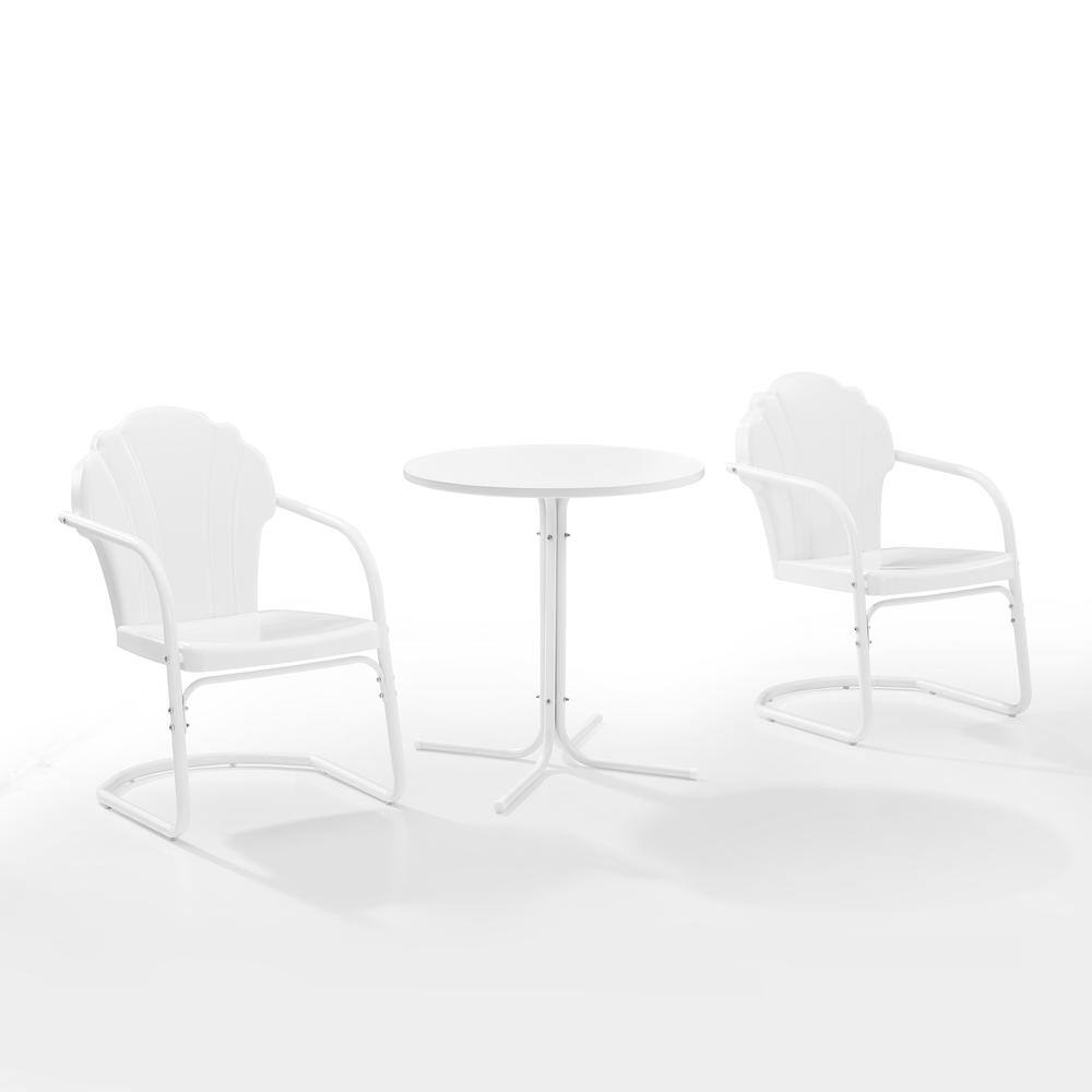 Alt View 6. Crosley Furniture - Tulip 3Pc Retro Outdoor Bistro Set - Bistro Table & 2 Chairs - White Satin.