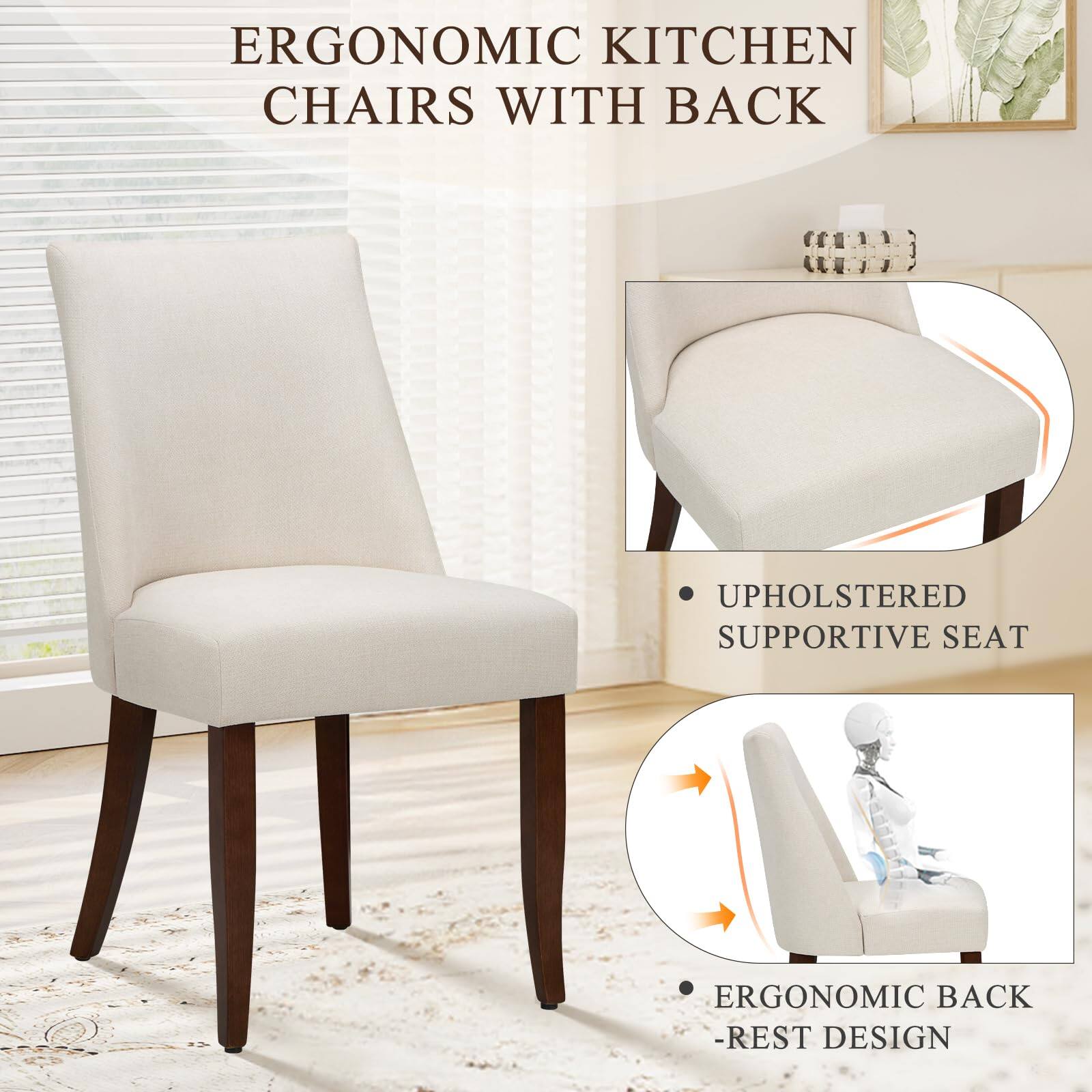 ERGONOMIC KITCHEN CHAIRS WITH BACK

- UPHOLSTERED SUPPORTIVE SEAT
- ERGONOMIC BACK-REST DESIGN