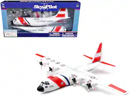 Model Kit Lockheed C-130 Hercules Transport Aircraft White & Red "US Coast Guard" Snap Together Plastic Kit by New Ray