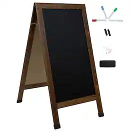 Sunnydaze - A-Frame Double Magnetic Chalkboard - Rustic Brown