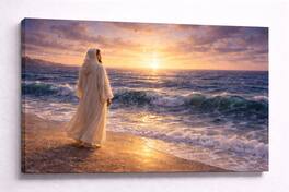 FC Design - Large Canvas 24x36" Frameless Golden Color Shoreline Reflection Christ Art Painting Home Wall Décor - MultiColor