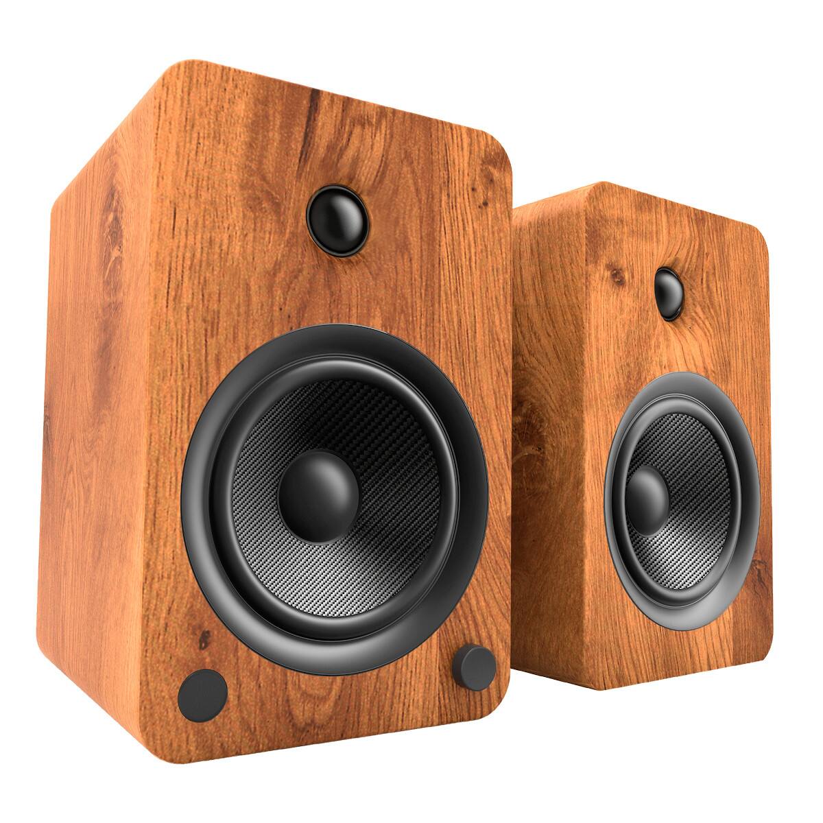 Alt View 9. Kanto - Kanto YU6 Powered Bookshelf Speakers with Bluetooth (Walnut) with SP9 Desktop Stands (Black) - Walnut/Black.
