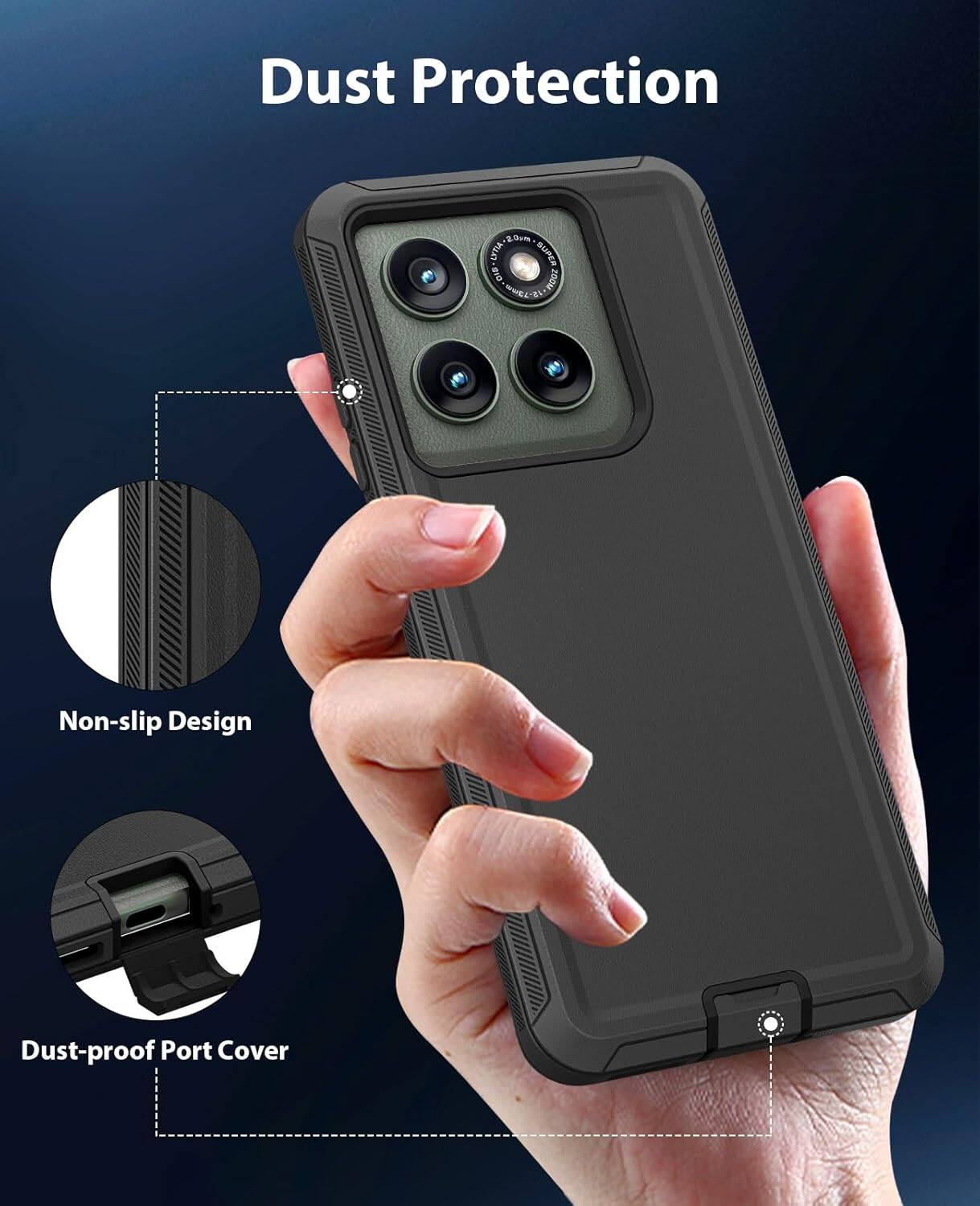 Dust Protection

- Non-slip Design
- Dust-proof Port Cover