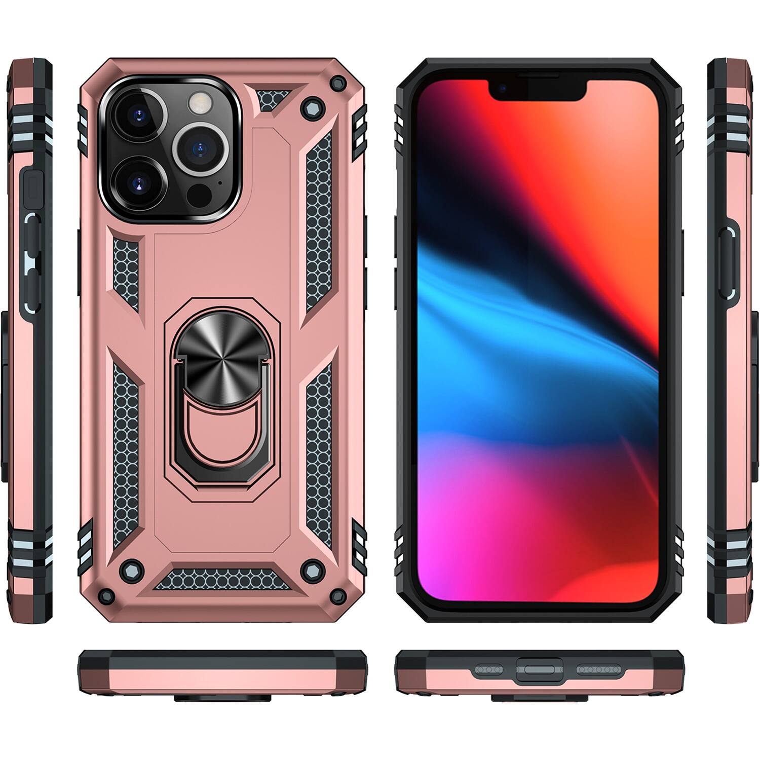 Alt View 11. SaharaCase - Raider Series Kickstand Case for Apple iPhone 13 Pro - Rose Gold.