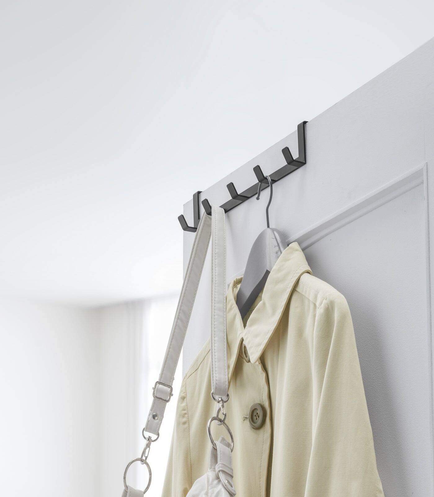 Left. Yamazaki Home - Over-the-Door Hanger - Steel - Black.