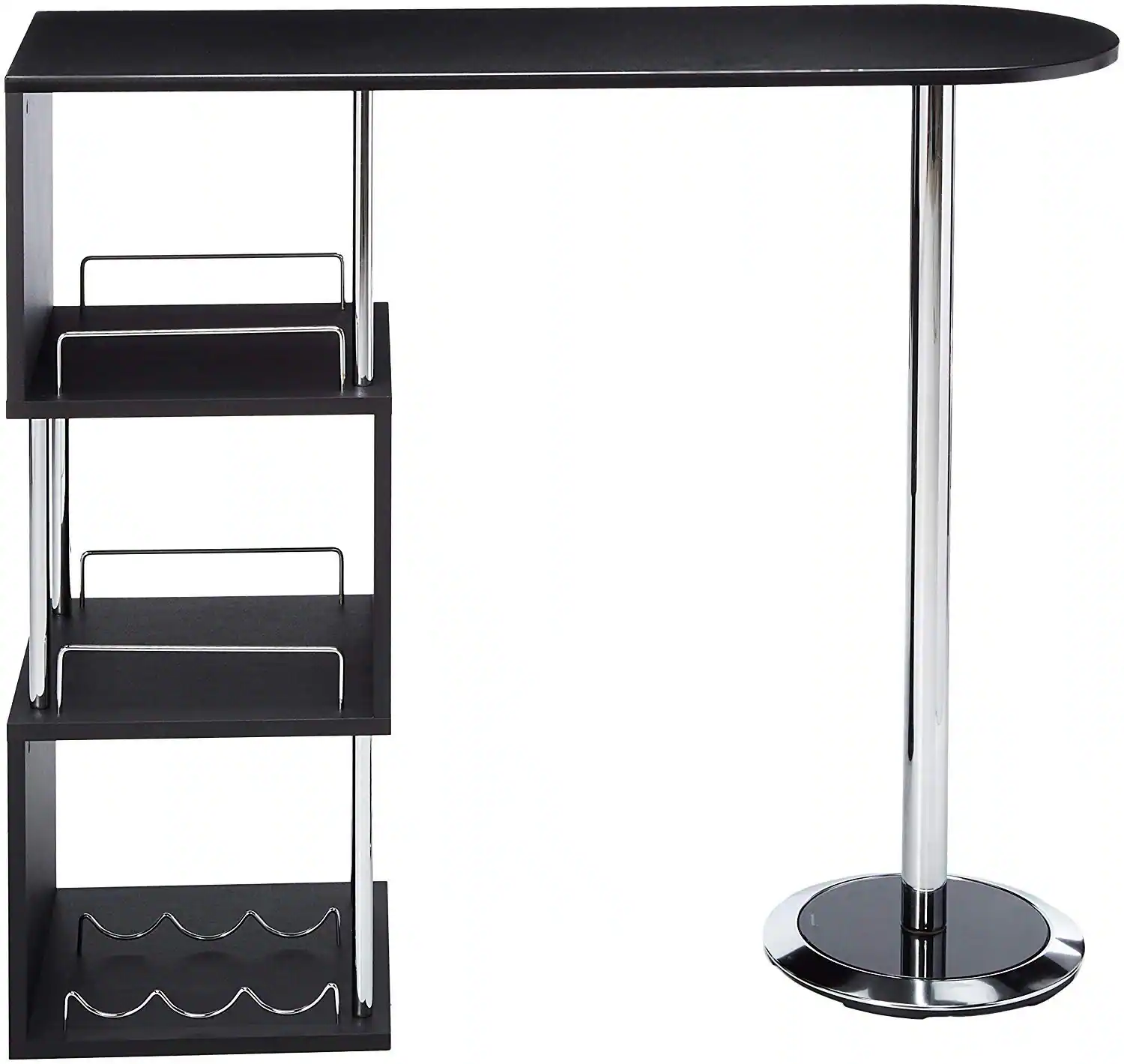 Alt View 2. Kings Brand Furniture - Kings Brand Furniture Minorca Bar Table with Shelves for Wine Bottles & Glasses - Black.