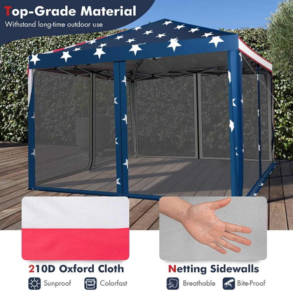 Top-Grade Material  
Withstand long-time outdoor use  

210D Oxford Cloth  
Sunproof  
Colorfast  

Netting Sidewalls  
Breathable  
Bite-Proof