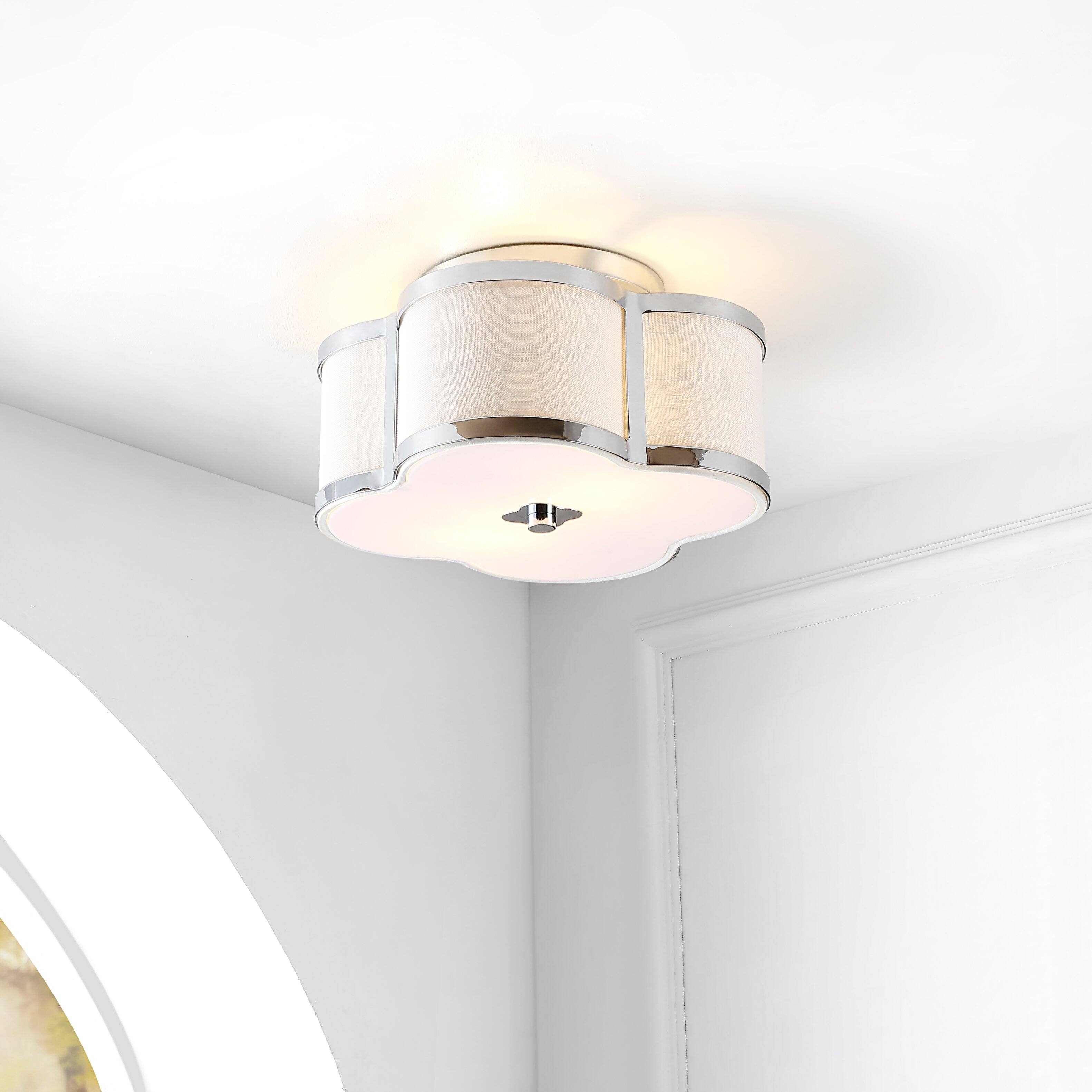 Alt View 1. Jonathan Y - Quatrefoil 13" Scalloped Shade Metal Classic Glam LED Flush Mount, Chrome - Chrome.