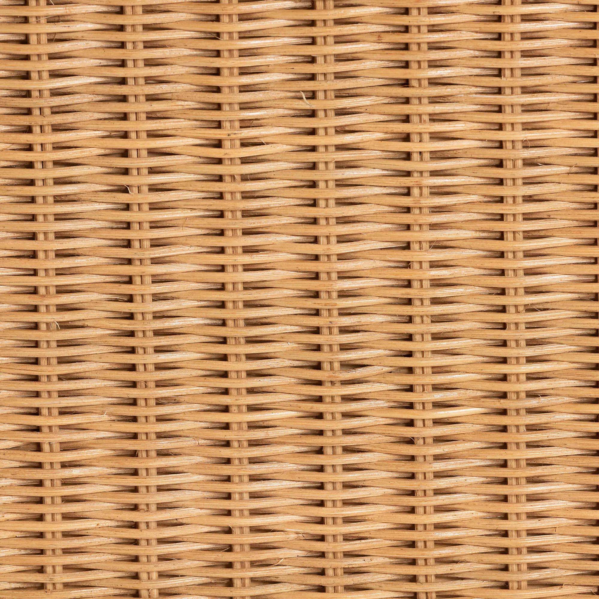 Alt View 2. bali & pari - Deborah Natural Rattan Console Table - Handwoven Wicker Accent Table with Cabriole Legs, Scalloped Coastal Cottage - Light Honey.